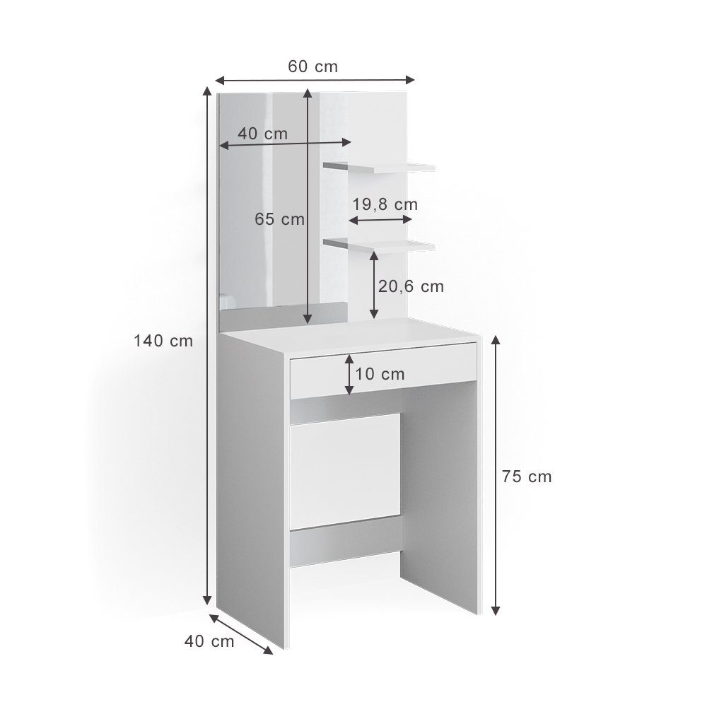 Vicco Schminktisch Isabelle, Weiß, 60 cm (1-St)