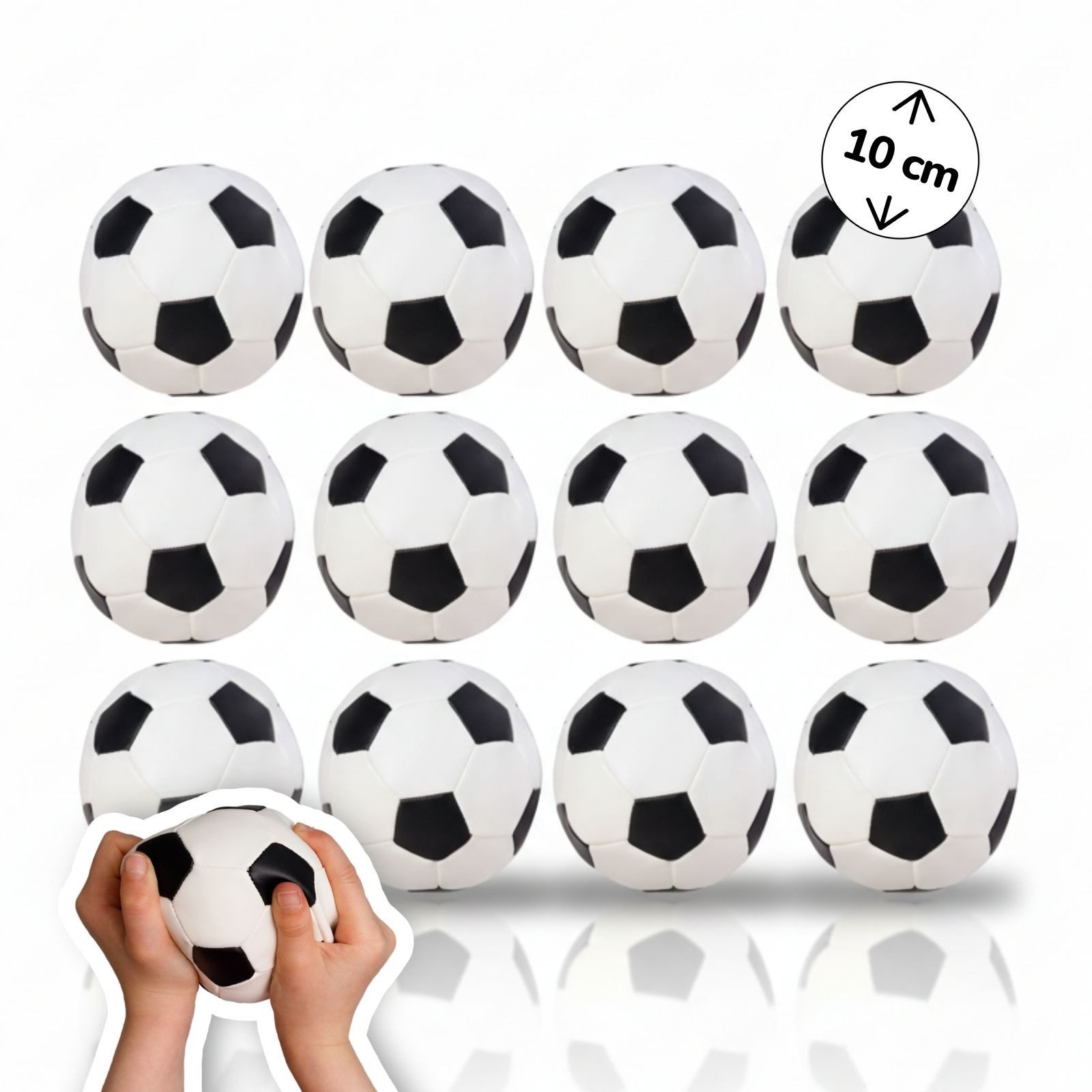 alldoro Softball klein Ø 10 cm, 12 Soft-Fußbälle schwarz-weiß für Kinder ab 0 Jahre, 12 Kinderbälle, extra weich & leicht, Ballspiele für drinnen & draußen