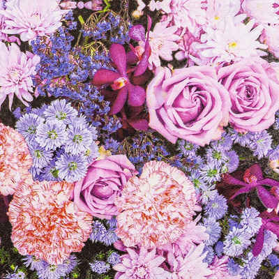 HOME FASHION Papierserviette 20 Servietten Lilac Flowers - Blumen in rosa und flieder 33x33cm, (20 St)