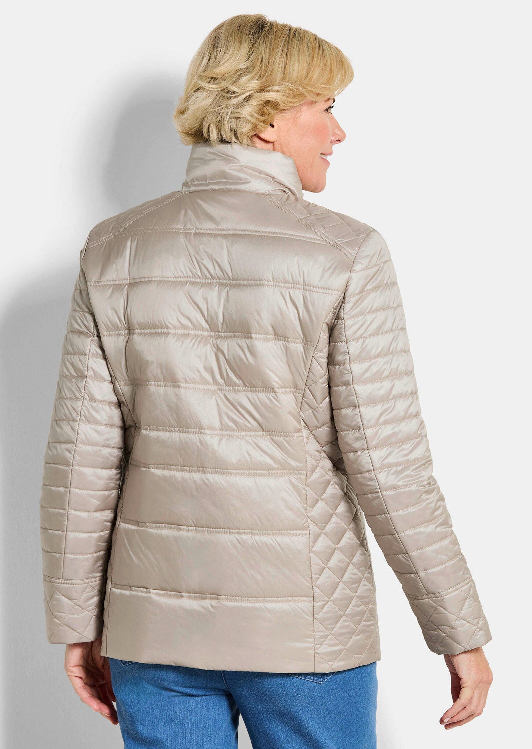 GOLDNER Steppjacke Übergangsjacke mit Muster-Mix Windjacke mit Stehkragen, Reißverschluss, Taschen und Langarm