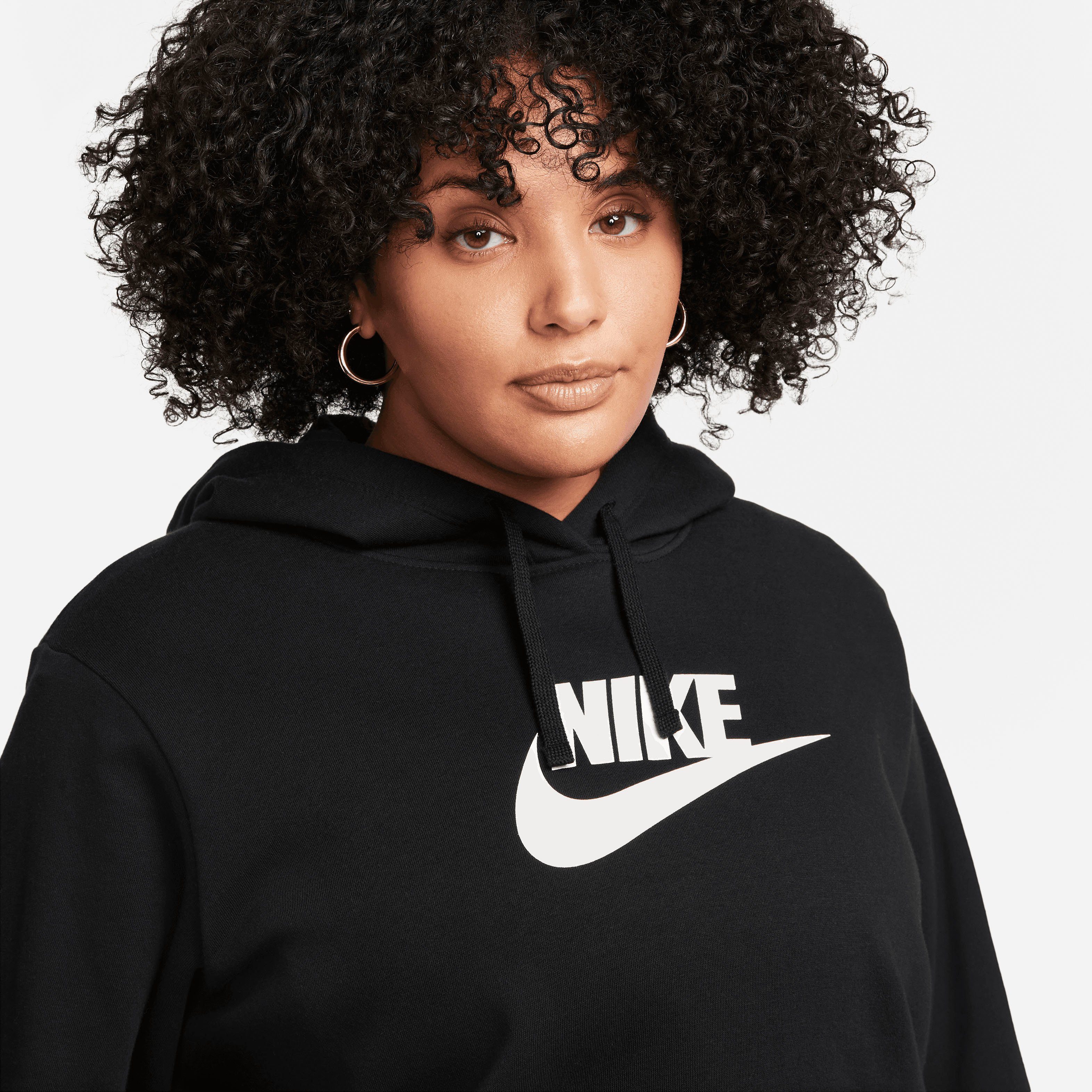 Nike Sportswear Kapuzensweatshirt Size) Pullover (Plus Club Fleece Women's BLACK/WHITE Hoodie