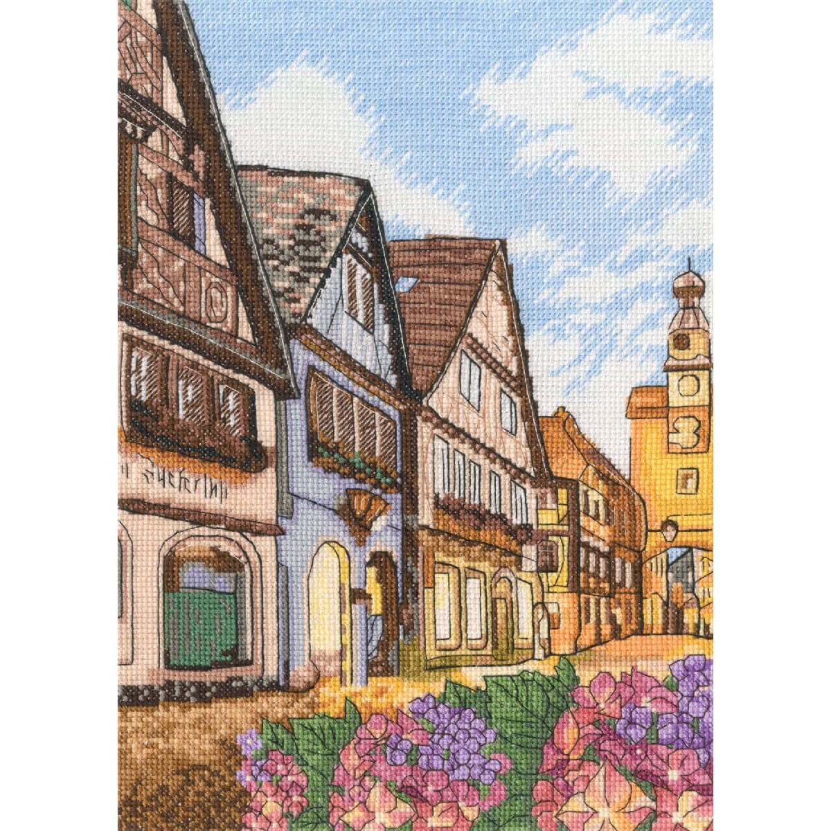 RTO Kreativset RTO Kreuzstich Stickpackung "Altstadtstraße", Zählmuster, 20,5x29cm..., (embroidery kit by Marussia)
