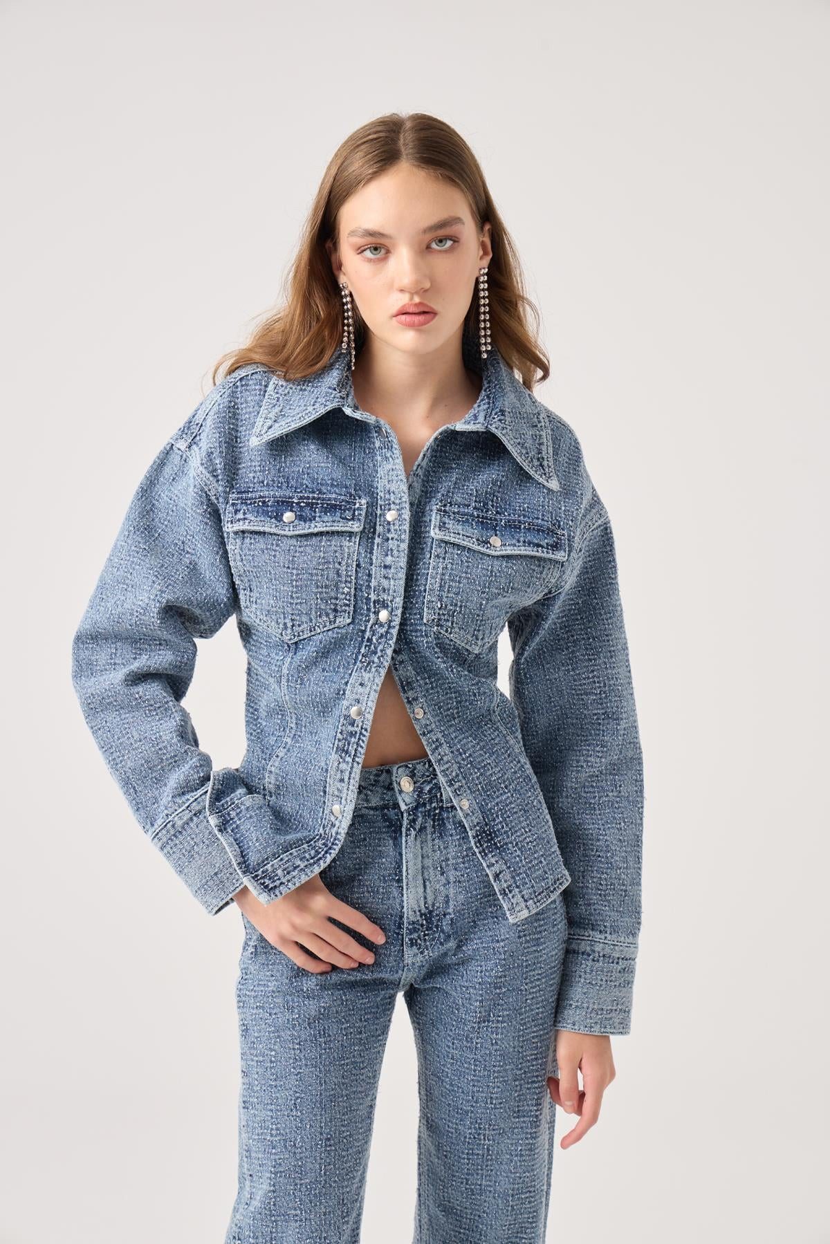 HOLLY LOLLY Windbreaker Laura Jeansjacke mit Effektstoff