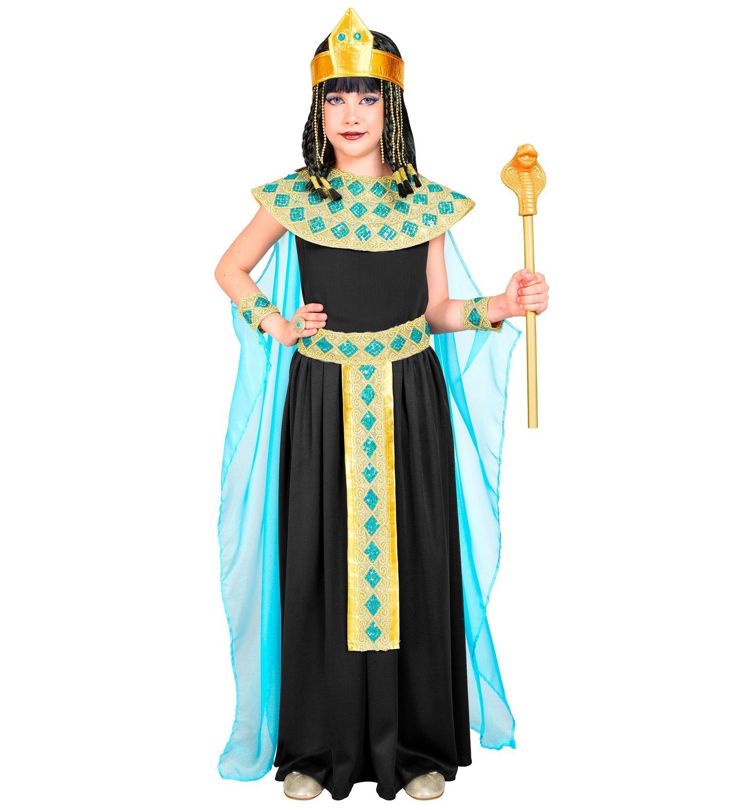 Widmann S.r.l. Kostüm Cleopatra Kinderkostüm 5-teilig, Schwarz Gold