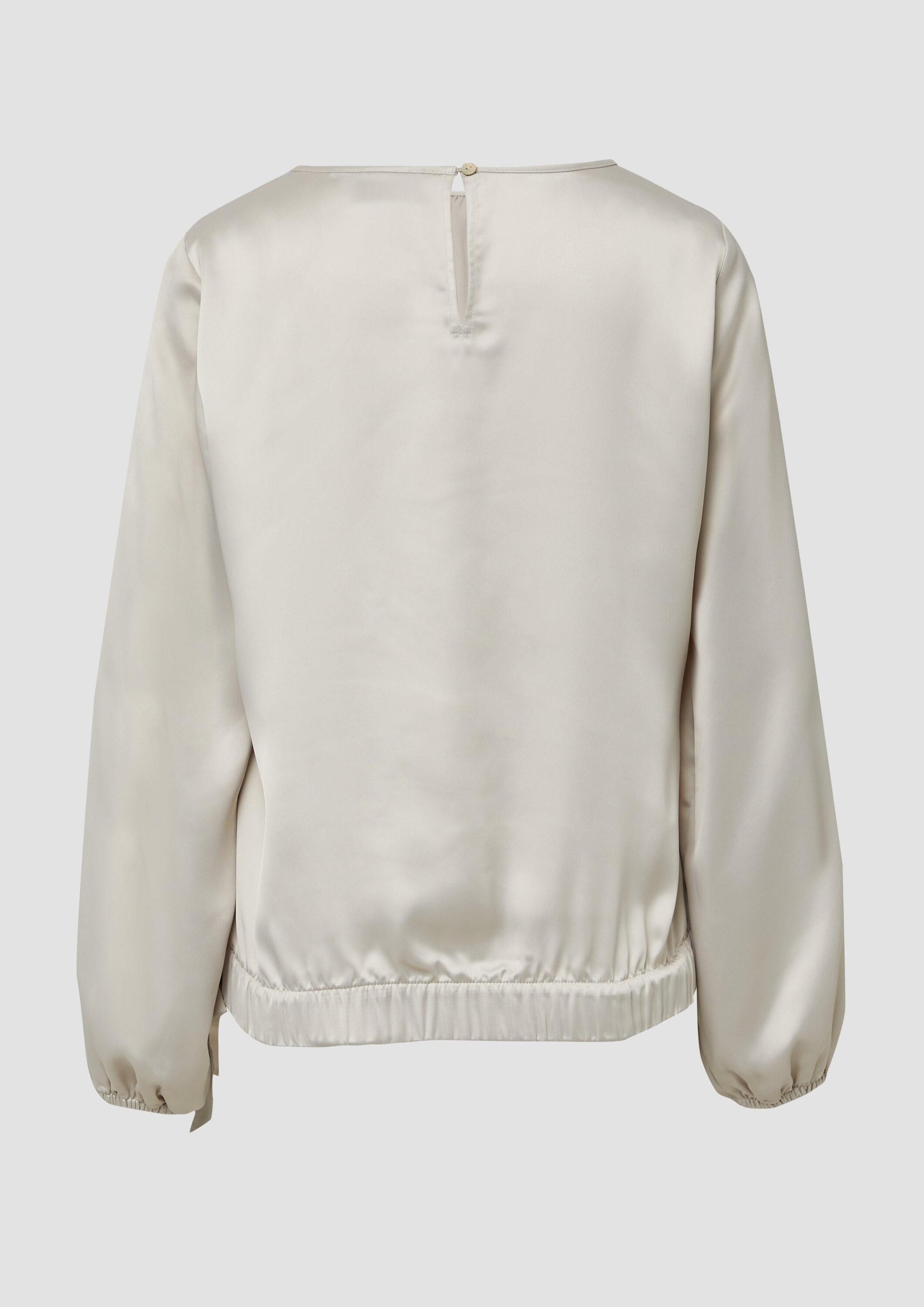 s.Oliver Langarmbluse Bluse Satin-Bluse mit Binde-Detail am Saum