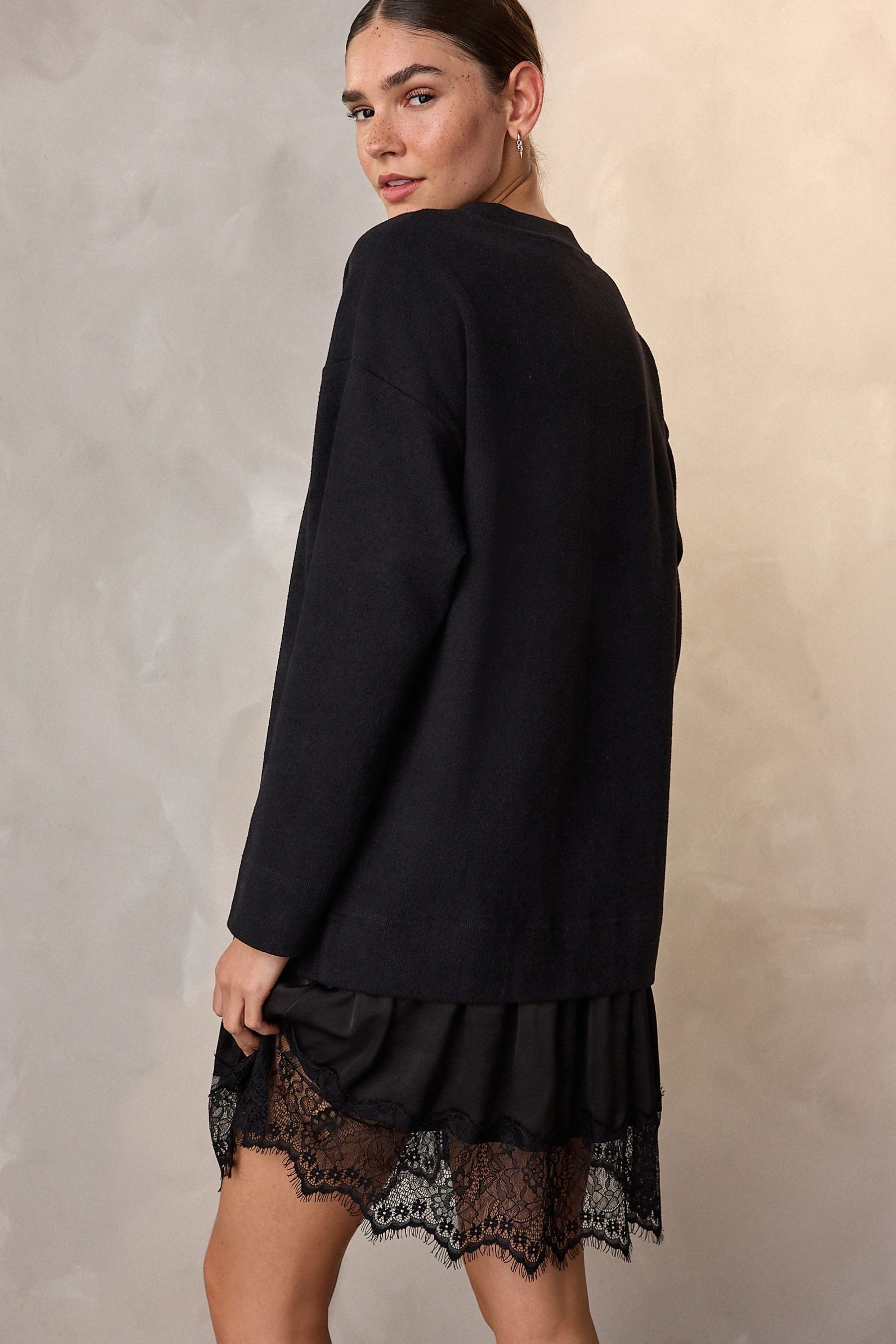 Next 2-in-1-Kleid 2-in-1 Pullover-Spitzerock mit weichem günstig online kaufen