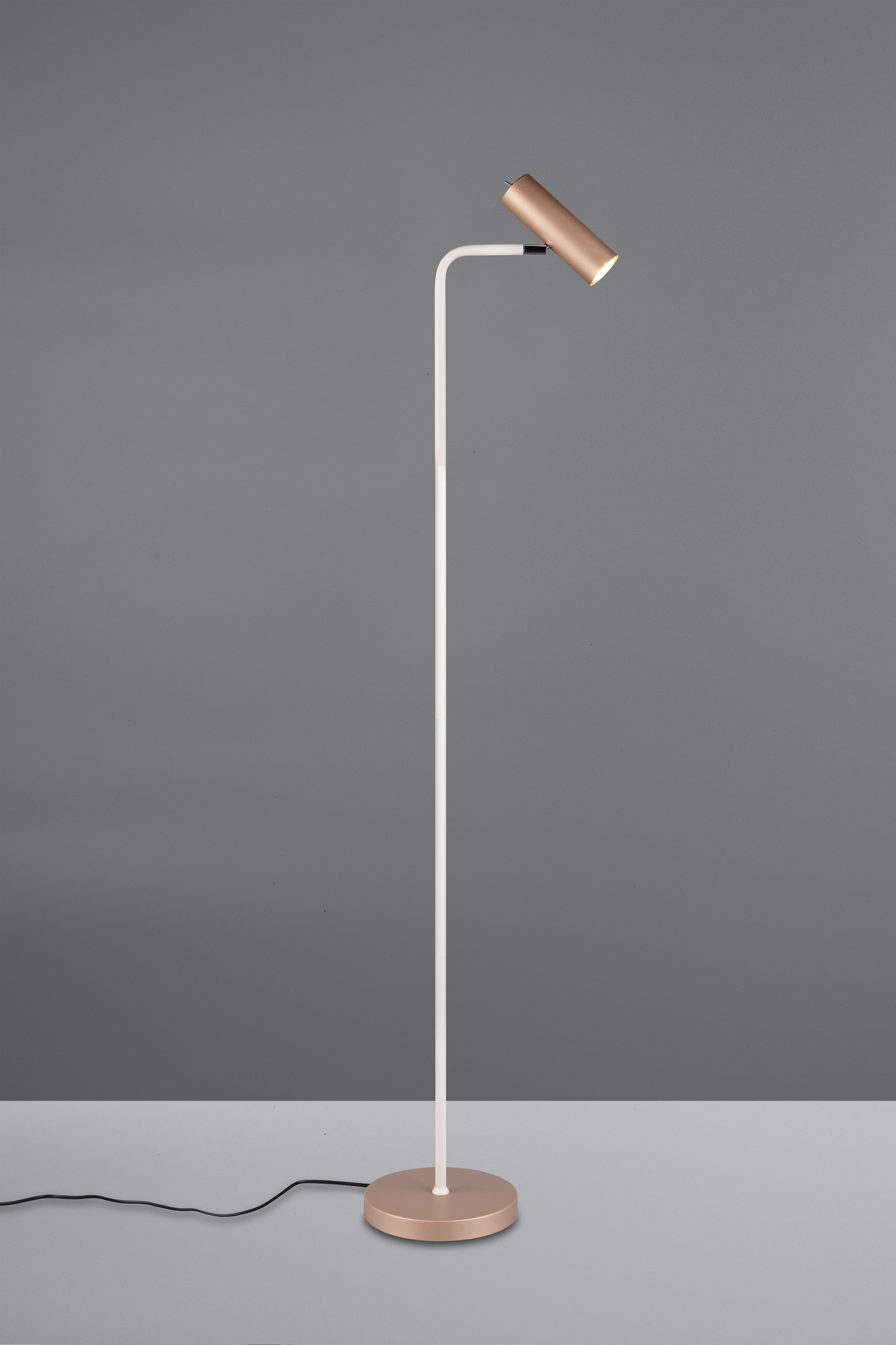 TRIO Leuchten Stehlampe MARLEY, exkl. 1x GU10 max 5W, Stehleuchte Höhe 151cm, Ein-/Ausschalter, Leuchtmittel wechselbar, warmweiß - kaltweiß, mit Kippschalter, Leuchtenkopf schwenkbar, 180cm Anschlusskabel
