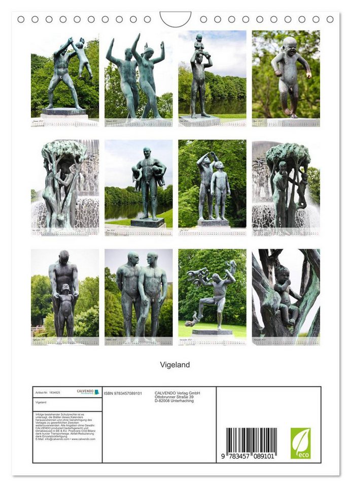 Thumbnail - CALVENDO Wandkalender Vigeland (Wandkalender 2025 DIN A4 hoch), CALVENDO Monatskalender