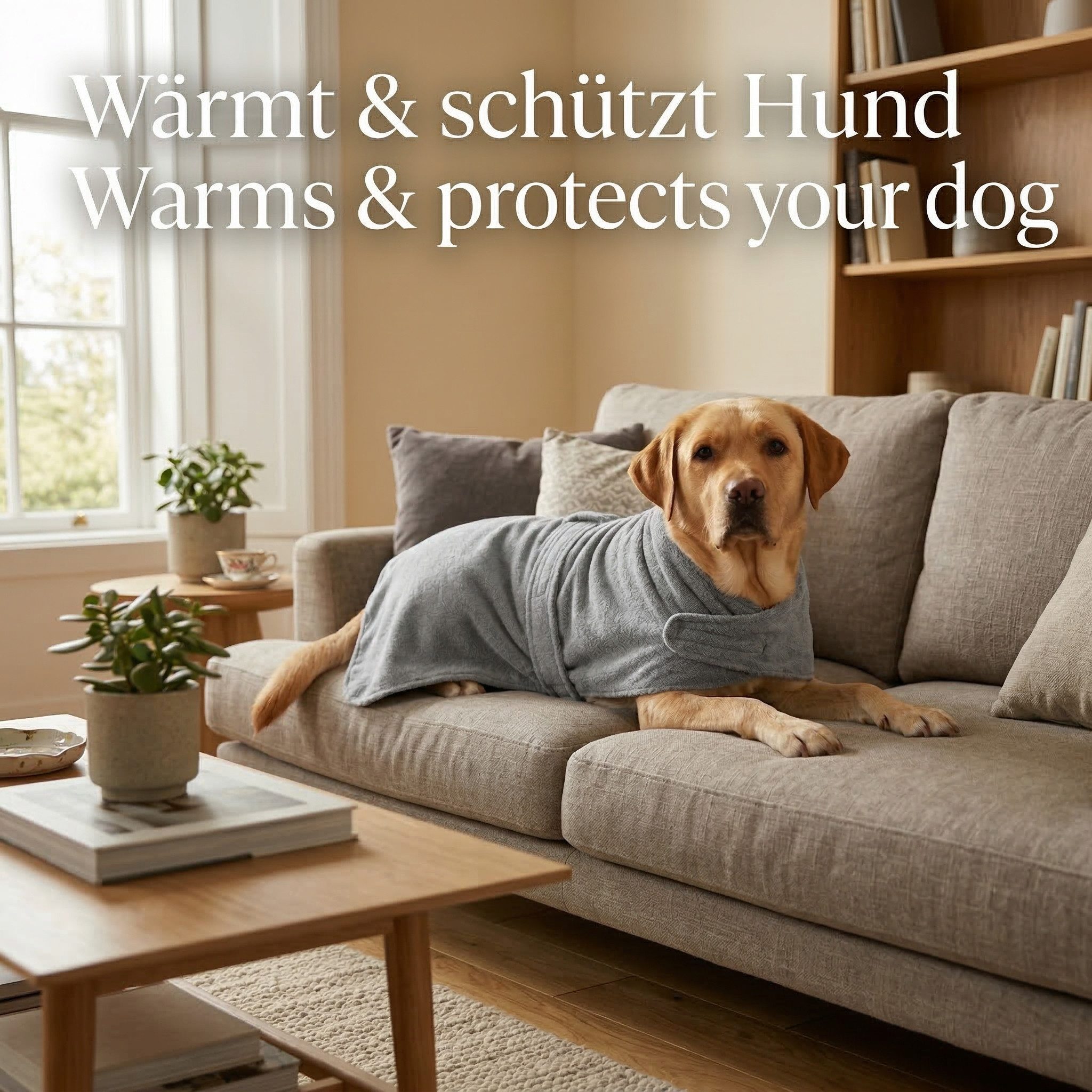 Betz Hundehandtuch extra saugfähig & schnelltrocknend mit Klettverschluss, 100% Baumwolle, Hunde Bademantel – Bild 4 von 5
