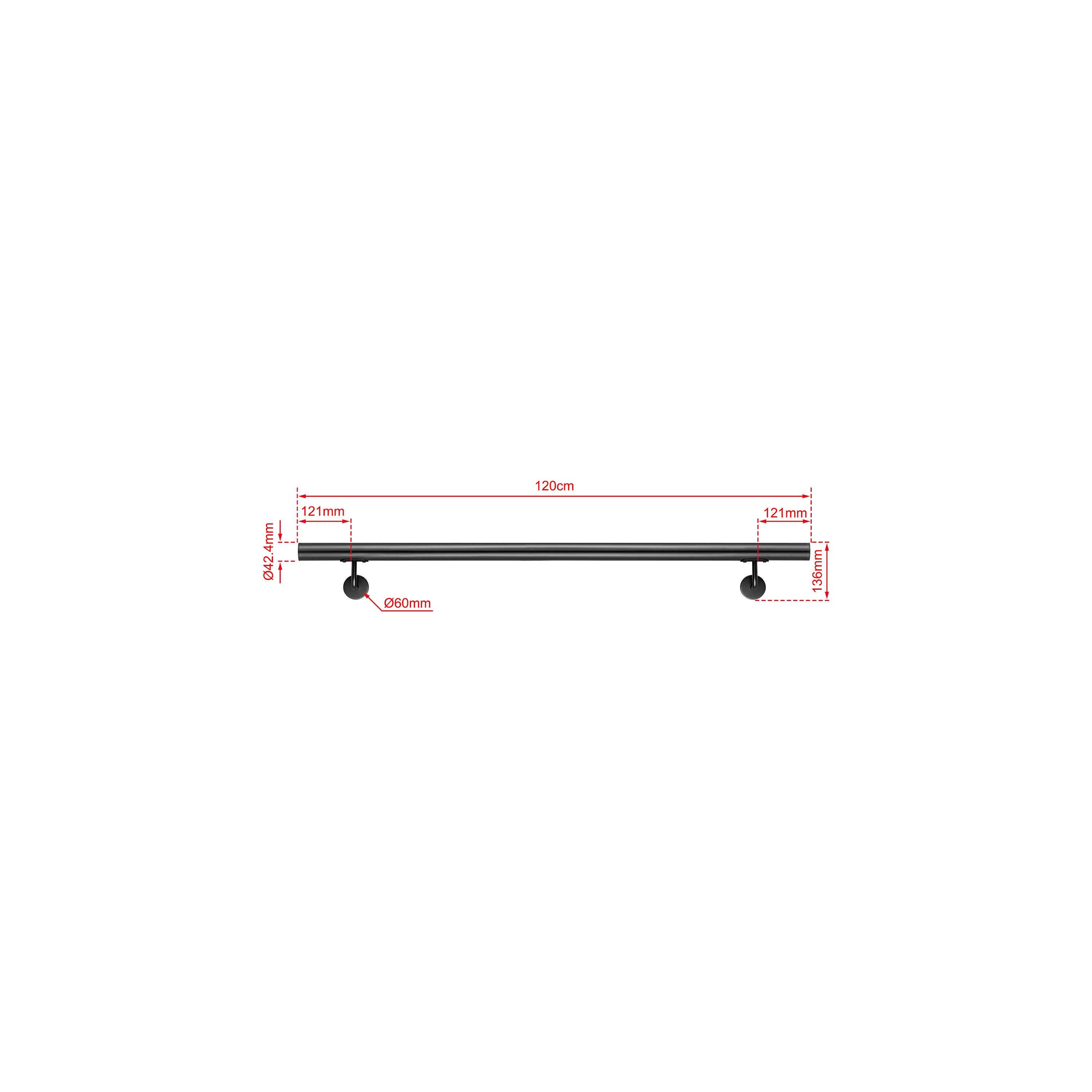 AICA Handlauf AICA Edelstahl Wandhandlauf & Treppengeländer Rostschutz Innen Außen, 120 cm Gesamtlänge, (Packung), 304 Edelstahl, Farbe: Silber/Schwarz/Braun, L – Bild 2 von 5