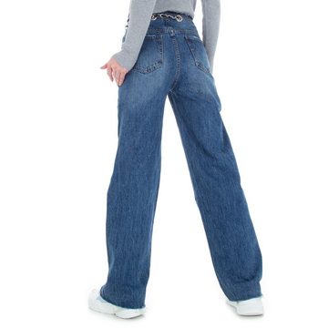 Ital-Design Relax-fit-Jeans Damen Freizeit Relaxed Fit Jeans in Blau