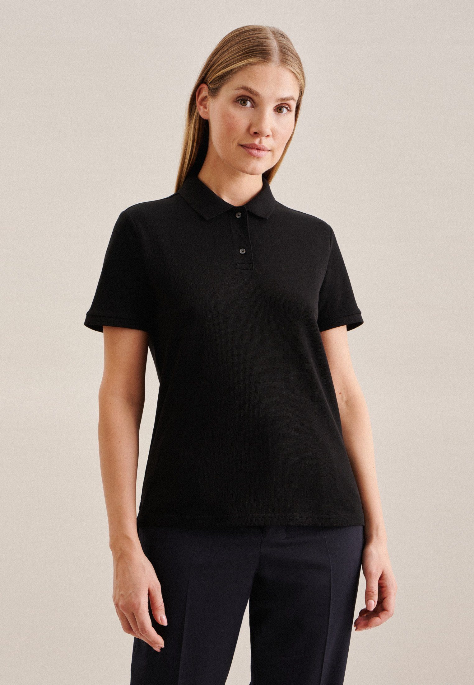 seidensticker Poloshirt Schwarze Rose Kurzarm Kragen günstig online kaufen