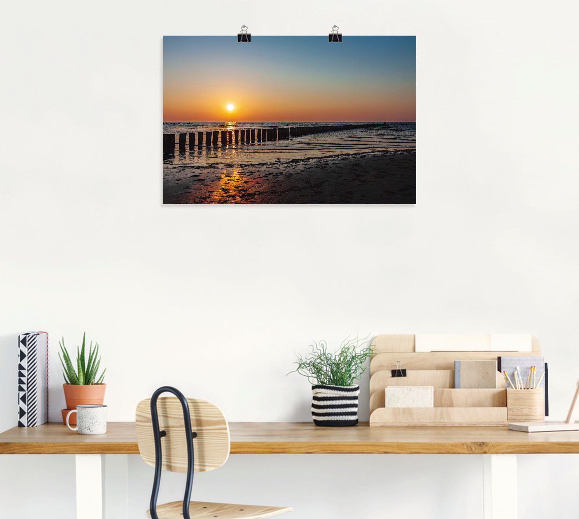 Artland Wandbild Sonnenuntergang an Poster Alubild, Poel, versch. Größen (1 Ostsee Insel Bilder oder St), Sonnenuntergang Leinwandbild, in -aufgang Wandaufkleber als vom &