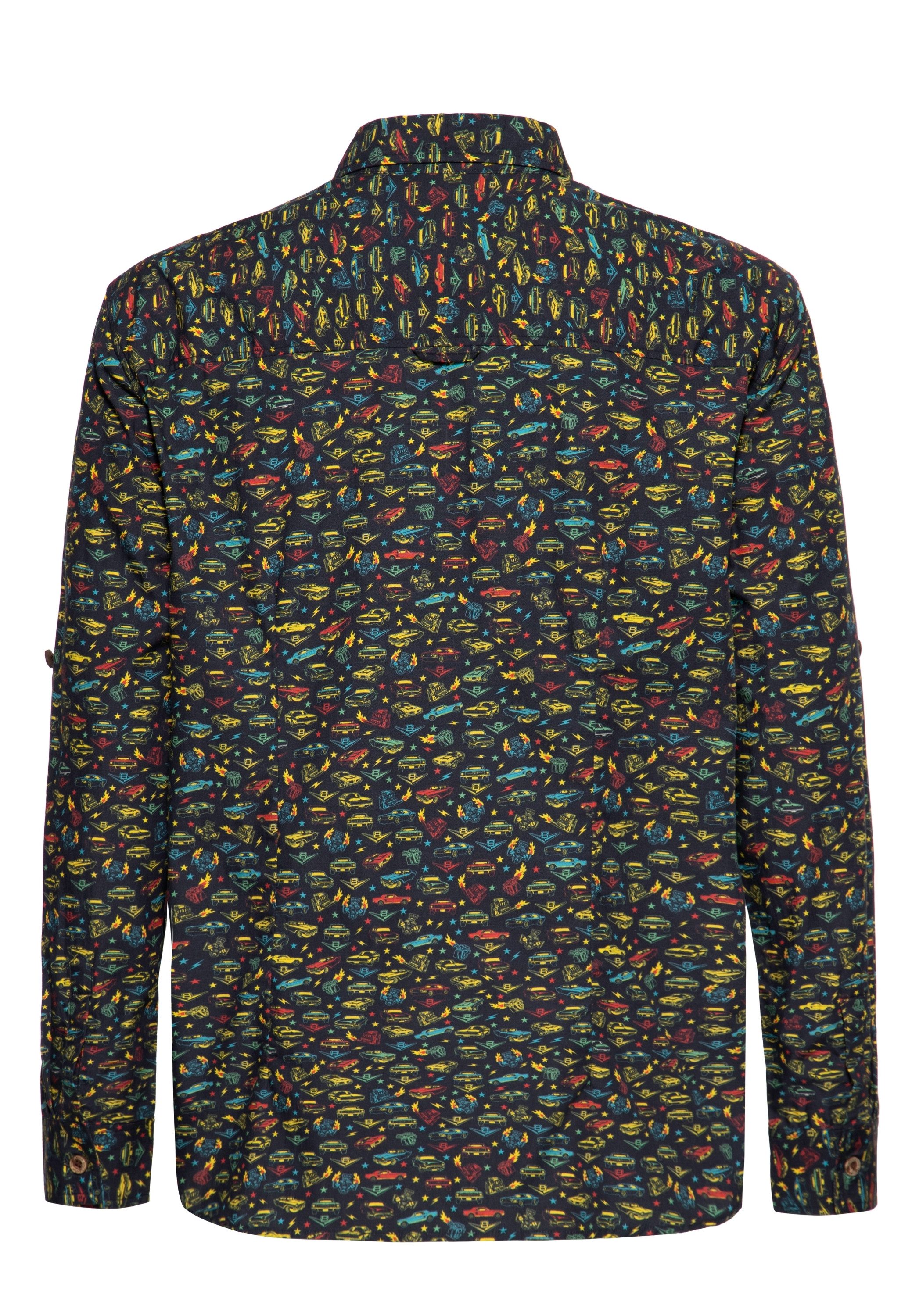 KingKerosin Kurzarmhemd V8 Muscle Cars mit Us-Cars Allover-Print günstig online kaufen