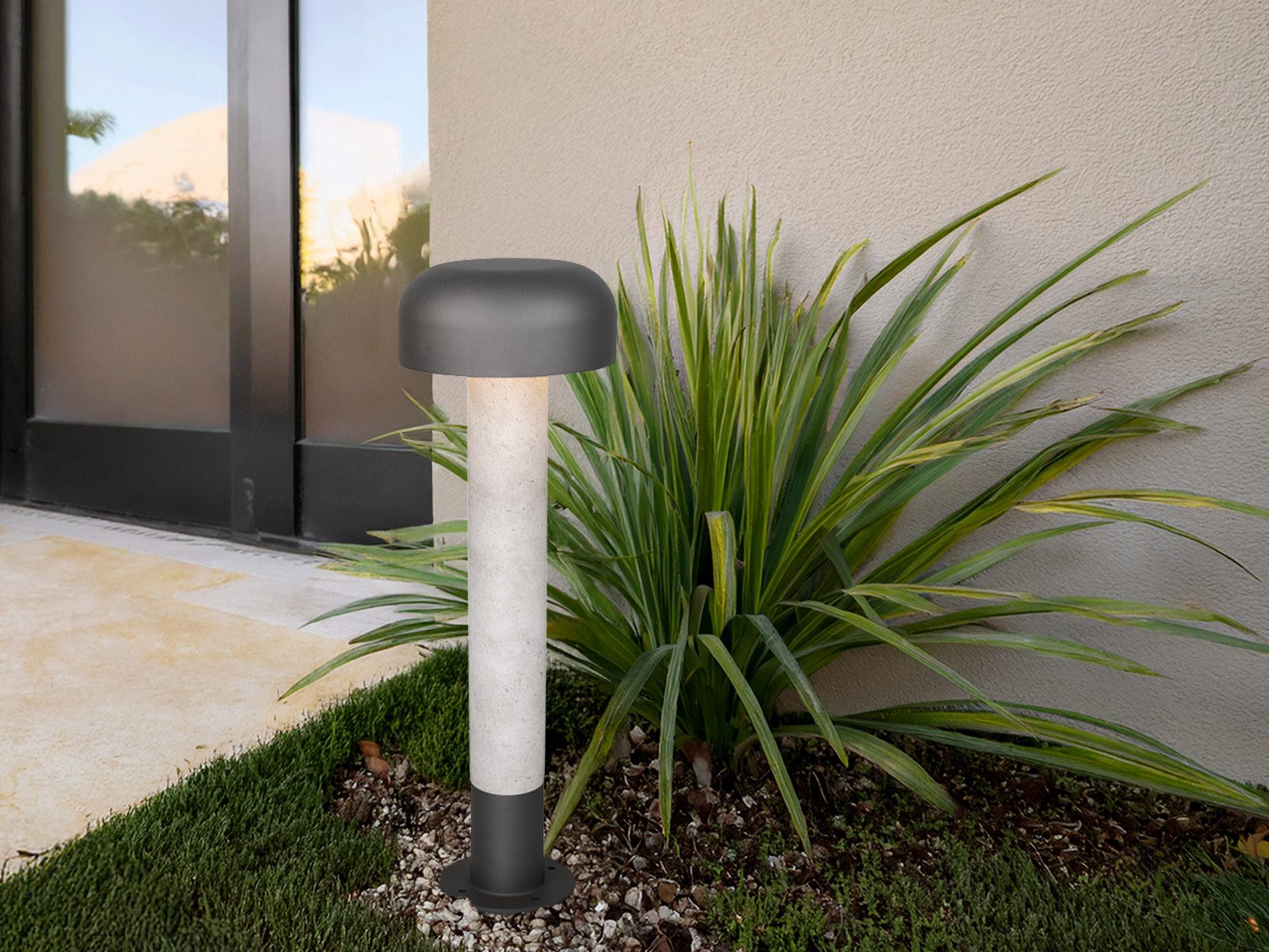 TRIO Leuchten LED Pollerleuchte, LED wechselbar, Warmweiß, Außen Garten-Wegbeleuchtung in wetterfester Betonoptik, Höhe 54cm