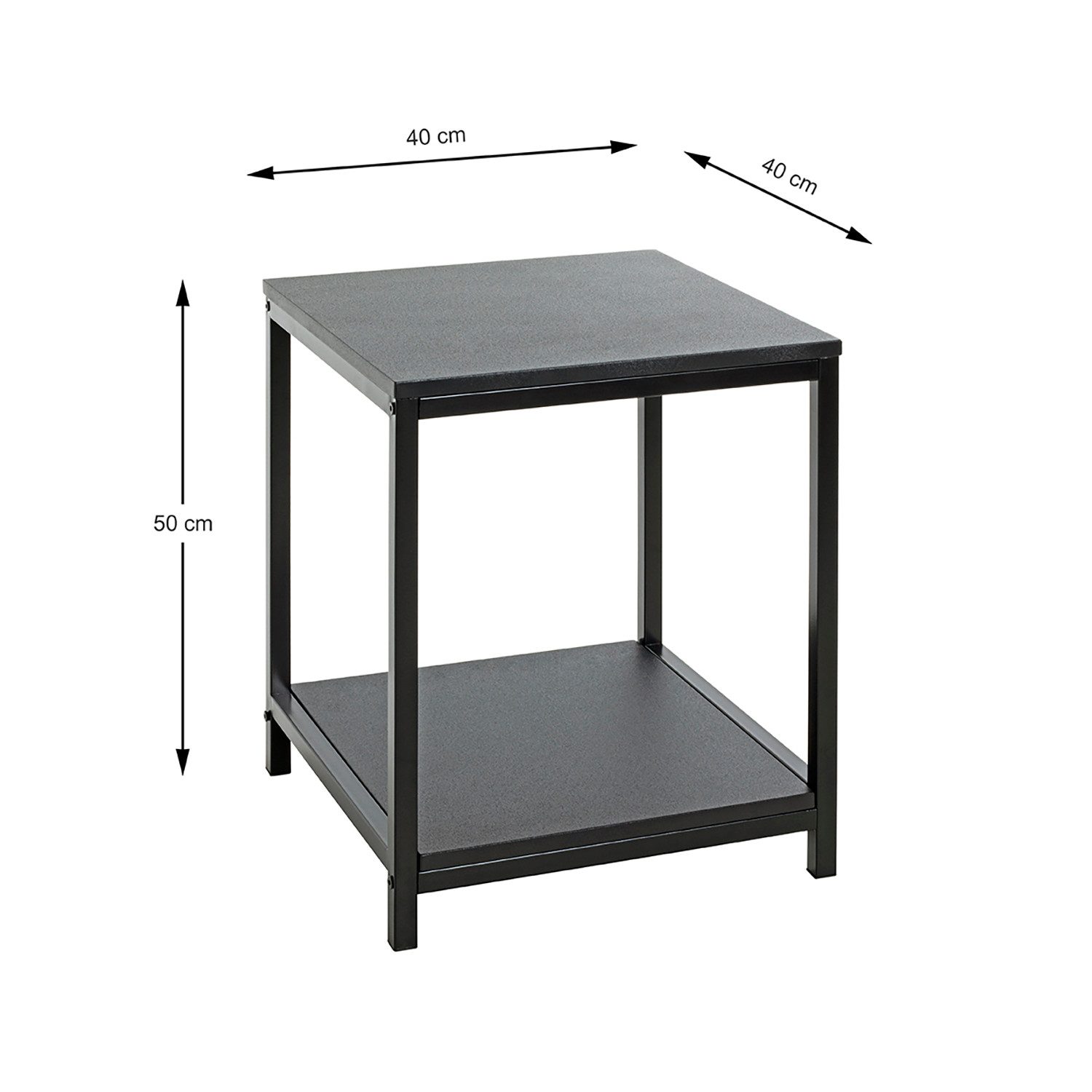 HAKU Beistelltisch Beistelltisch schwarz - Sofatisch MDF - B 40 x H 50 x T 40 cm (1xBeistelltisch, Dekotisch - kleiner Tisch), Beistelltisch aus Metall