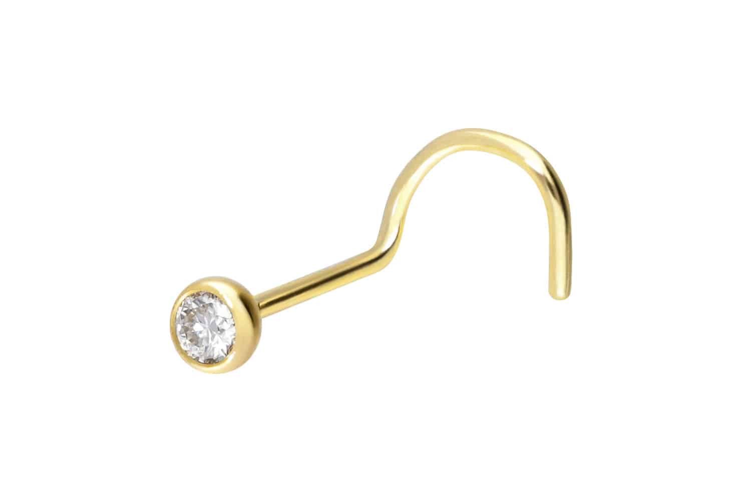 Nasenpiercing 14/18 Karat Gold Nasenstecker Spirale MOISSANIT