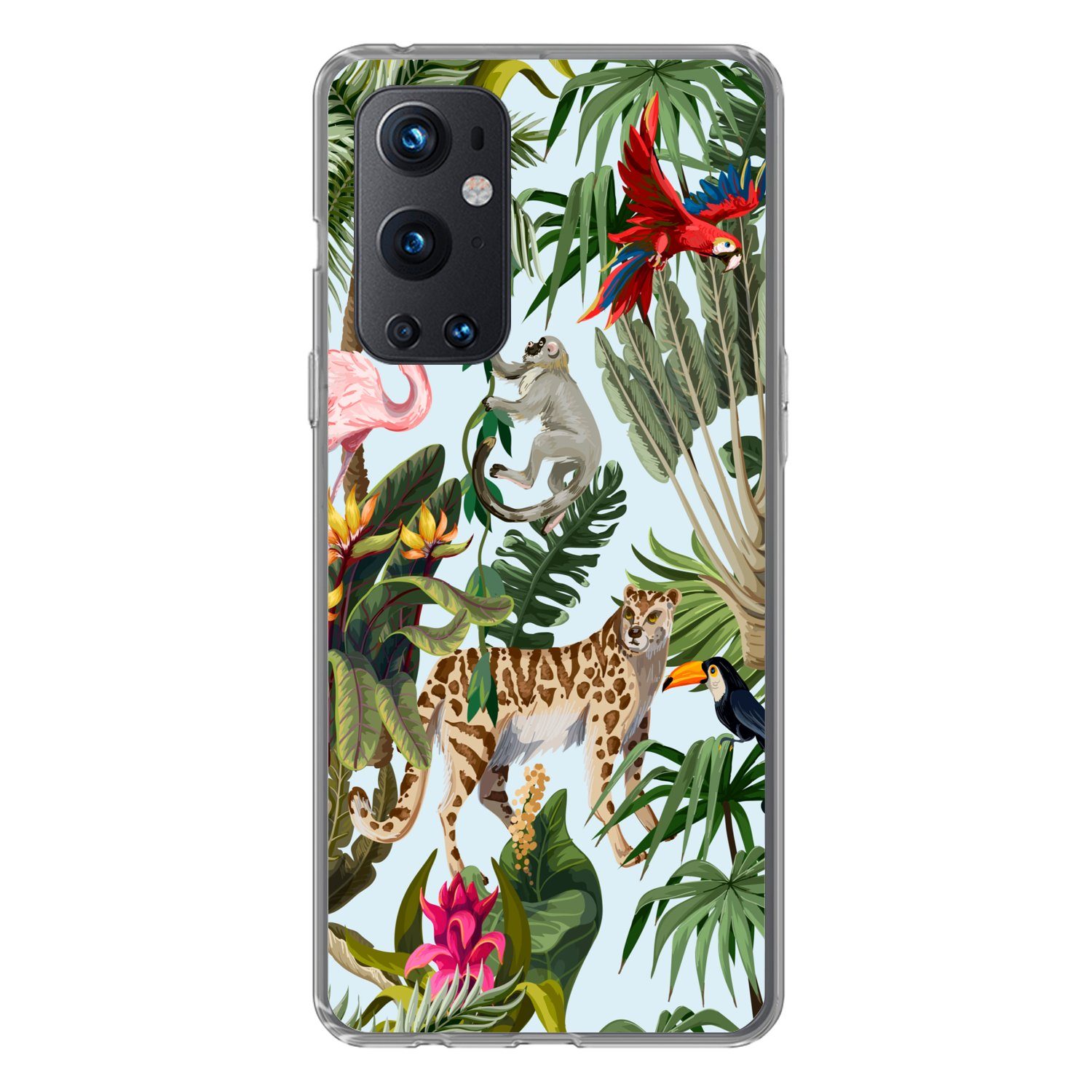 MuchoWow Handyhülle für OnePlus 9 Pro Dschungel - Tiere - Mädchen - Kinder - Jungen - Flam, Phone Case, Silikon, Schutzhülle Dünn
