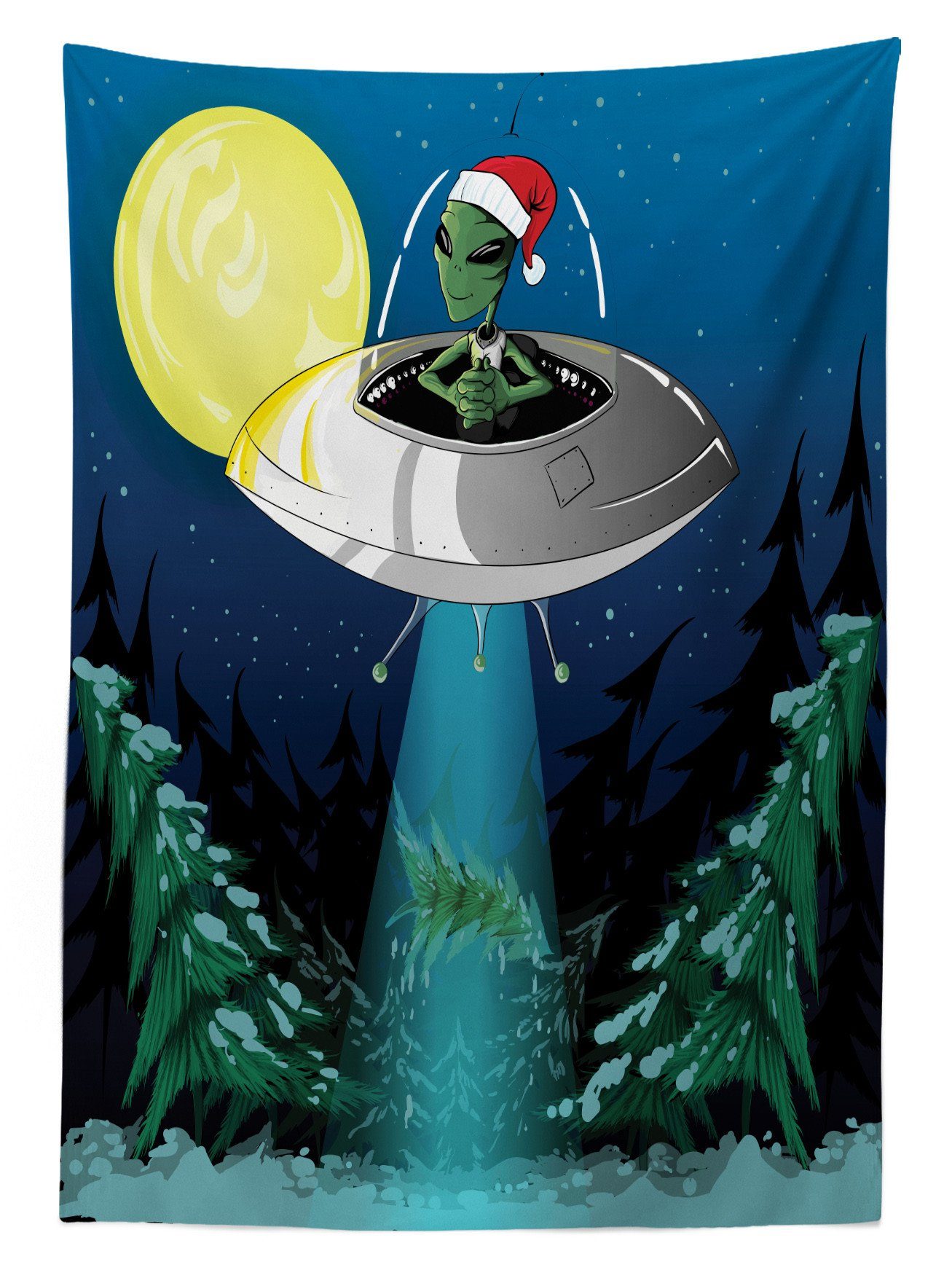 Für Alien-Weihnachtskunst Abakuhaus Bereich Karikatur Außen den Klare Farben, Waschbar Tischdecke Farbfest geeignet