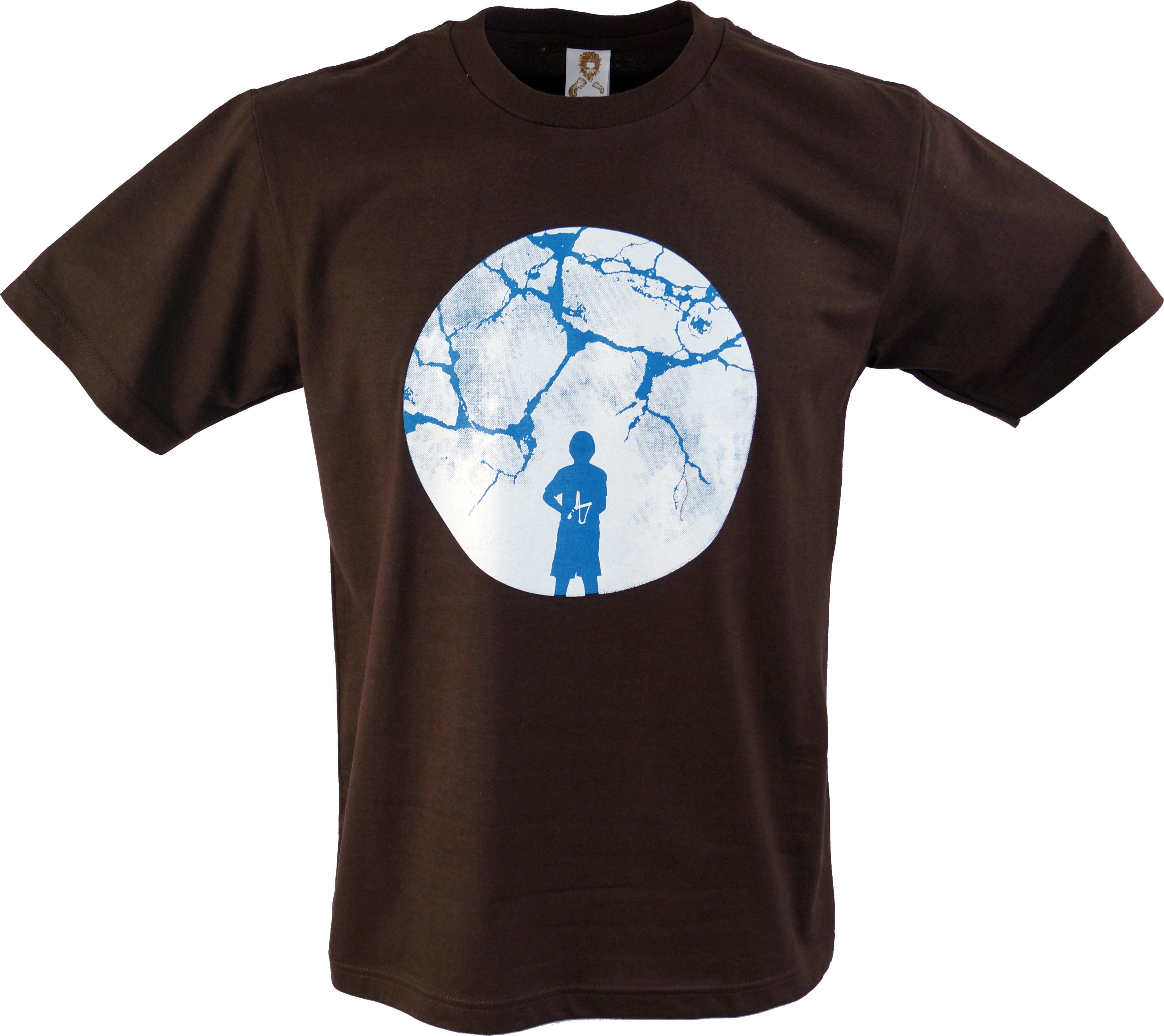 alternative Bruch/braun T-Shirt - T-Shirt Retro Art Bekleidung Guru-Shop Mond Fun