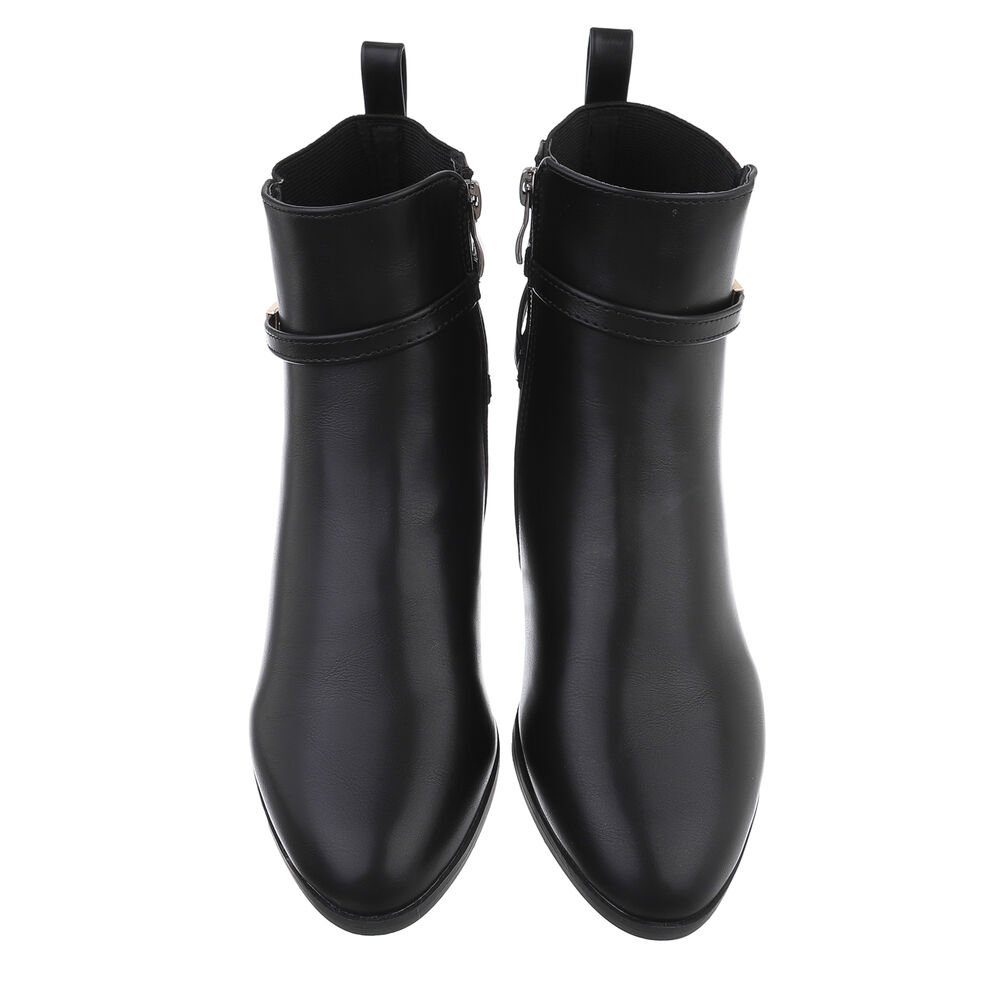 Ital-Design Damen Elegante Stiefelette Blockabsatz Klassische Stiefeletten in Schwarz