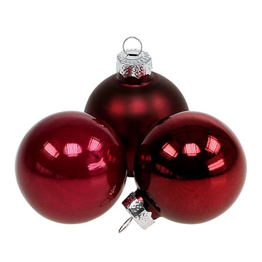 Weihnachtsbaumkugel Weihnachtskugel Glas Ø4cm Bordeaux Christbaumschmuck Set 24 Stück