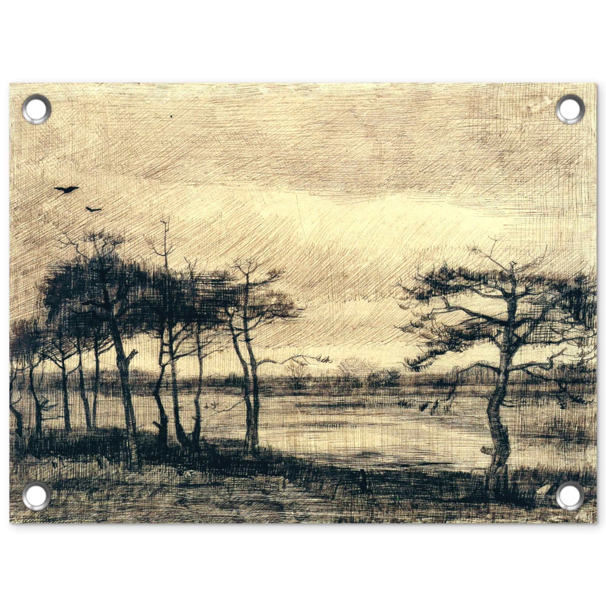 OnlyWow Poster für Garten Kiefern im Sumpf - Vincent van Gogh, Gartenposter, Outdoor Bilder, Gartendekoration Bild, 40x30 cm