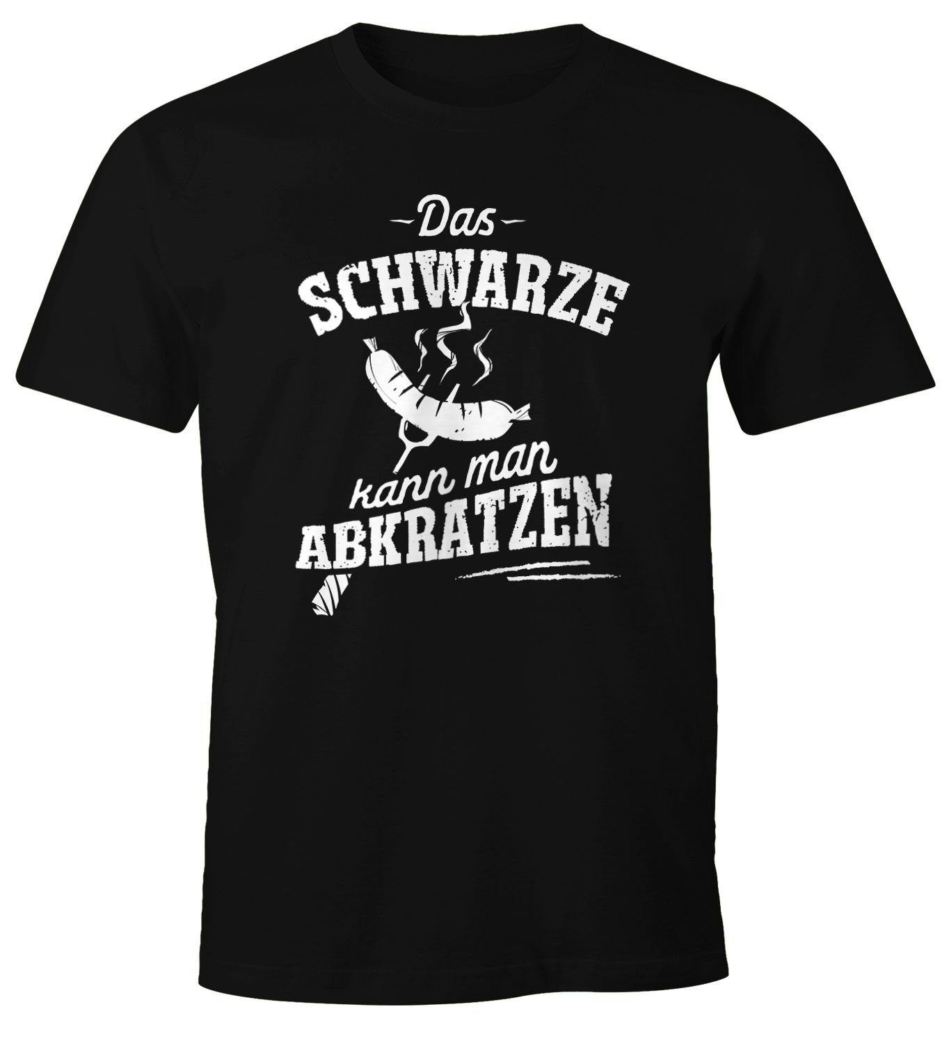 Print-Shirt Herren T-Shirt Das Schwarze kann man abkratzen Spruch lustig Grillen Fun-Shirt Moonworks®