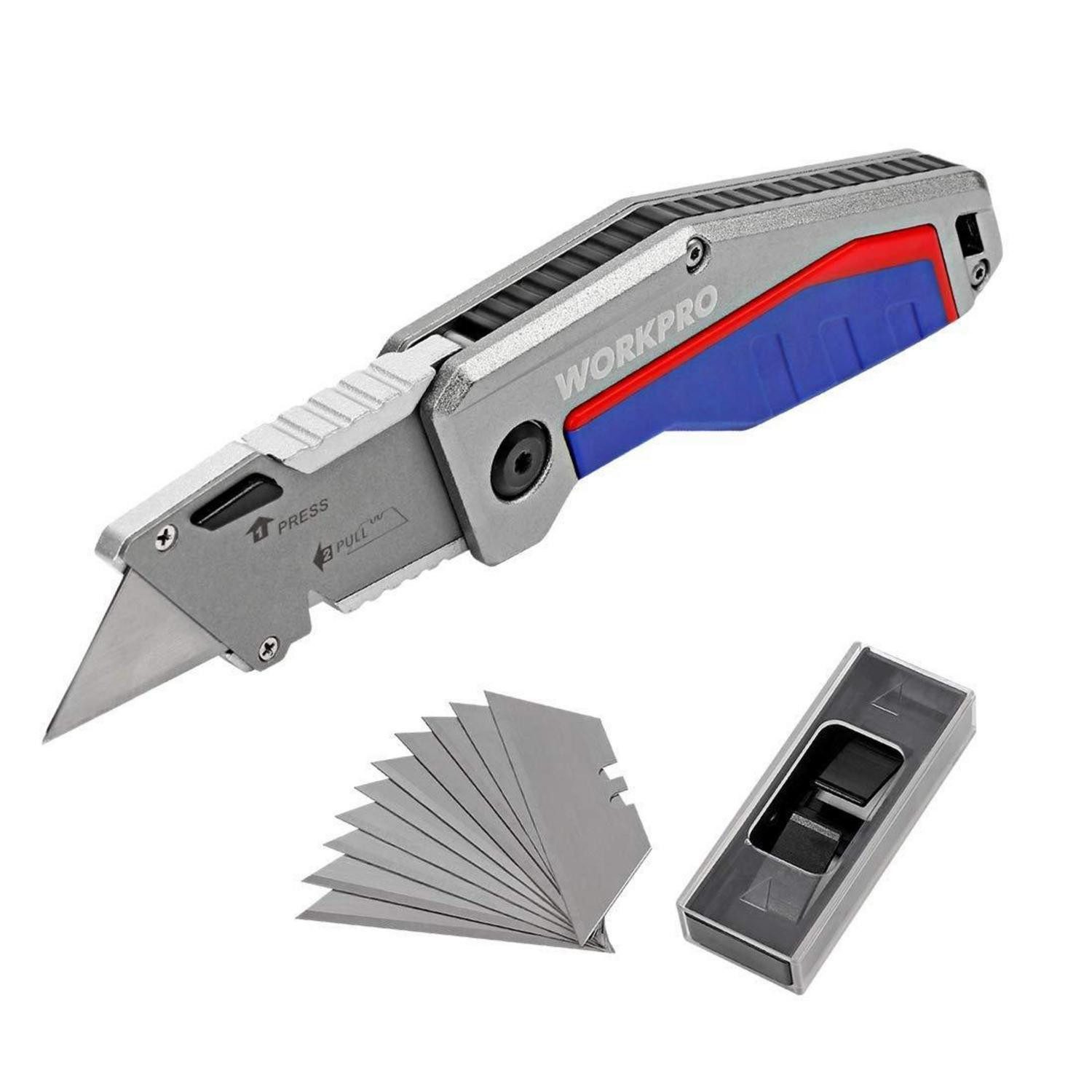 LuxusKollektion Teppichmesser Cuttermesser klappbar Schnellwechsel 10 Ersatzklingen Komfortgriff