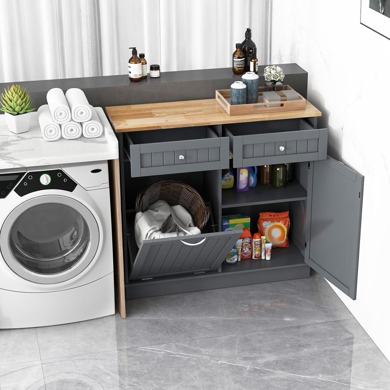 KOMFOTTEU Sideboard Küchenschrank, mit großer Arbeitsplatte & 2 Schubladen günstig online kaufen