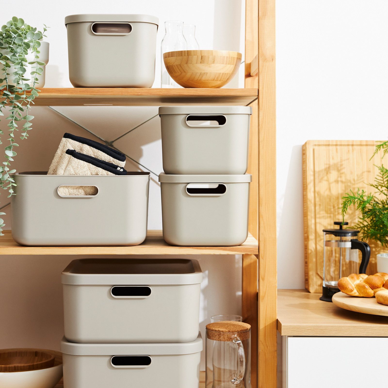 ROTHO Stapelbox (Ordnungsboxen im Set, 3er-Set), Ordnungsbox ideal für Haushalt, Büro, Keller und Kinderzimmer – Bild 3 von 5