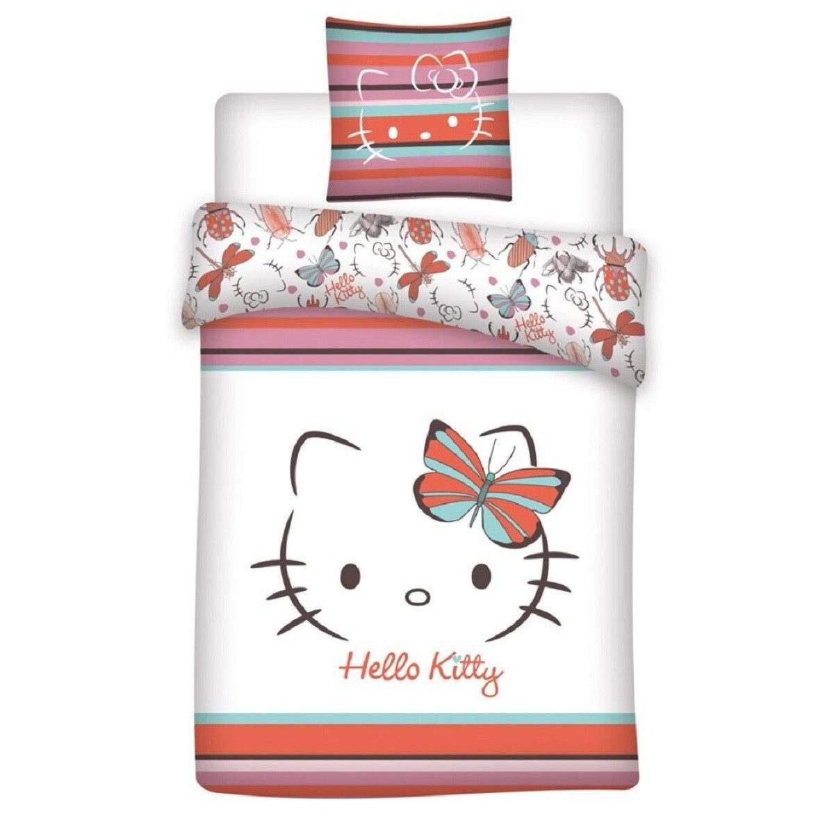 Hello Kitty Bettwäsche Bettwäsche Set 140 × 200 cm mit Kissenbezug 65x65 cm, 2 teilig