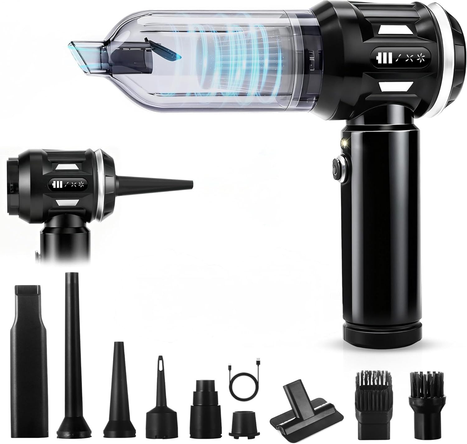 Nettlife Akku-Handstaubsauger Mini Kabellos 25000Pa 4-in-1 Starker Akku bürstenloser Motor, 3 Stufen Tragbarer Staubsauger für PKW Wohnmobil Camping Treppen Sofa