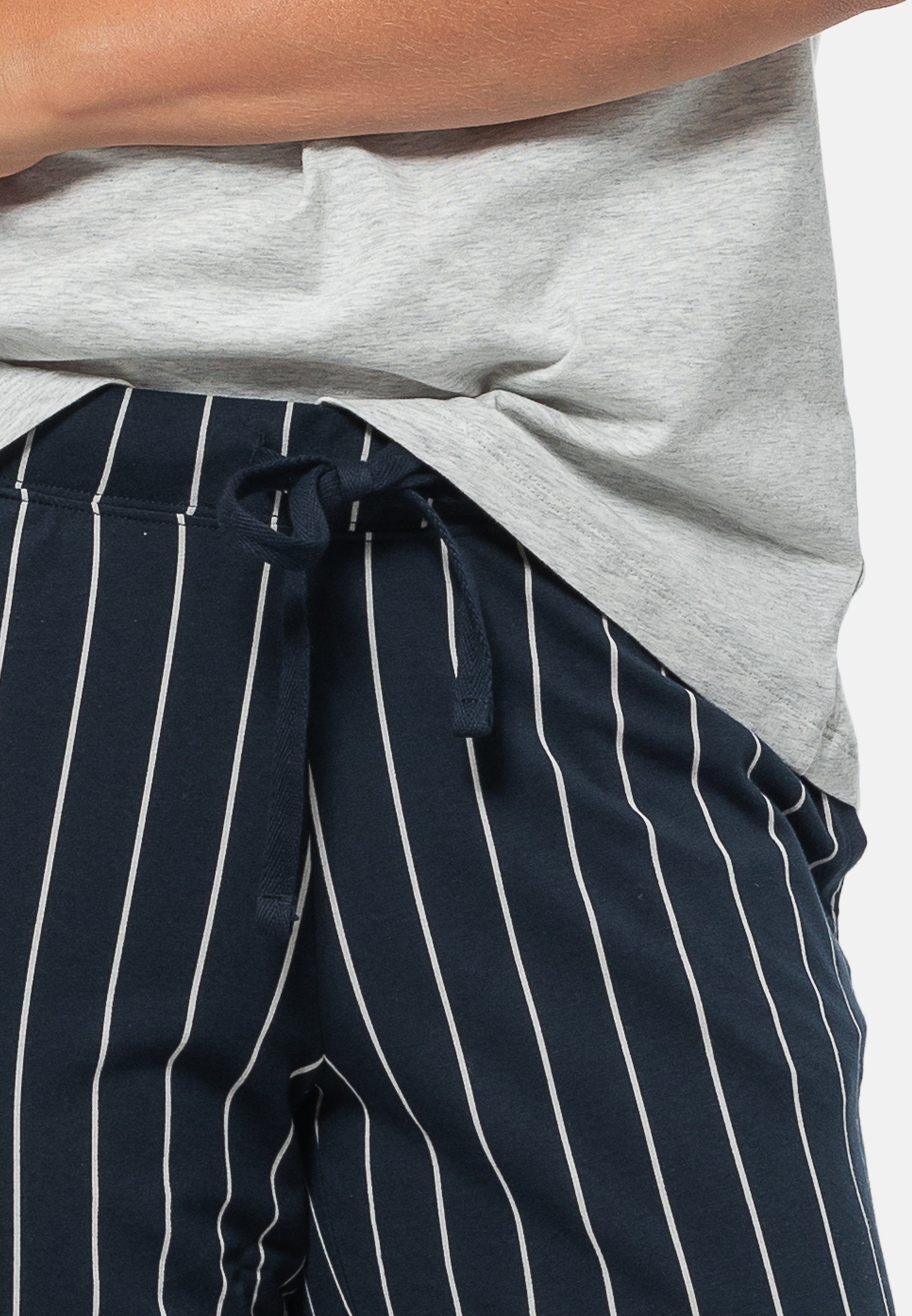 - Grau Schiesser Schlafanzug Baumwolle gestreift Pyjama tlg) (Set, Organic 2 - Cotton Blau /