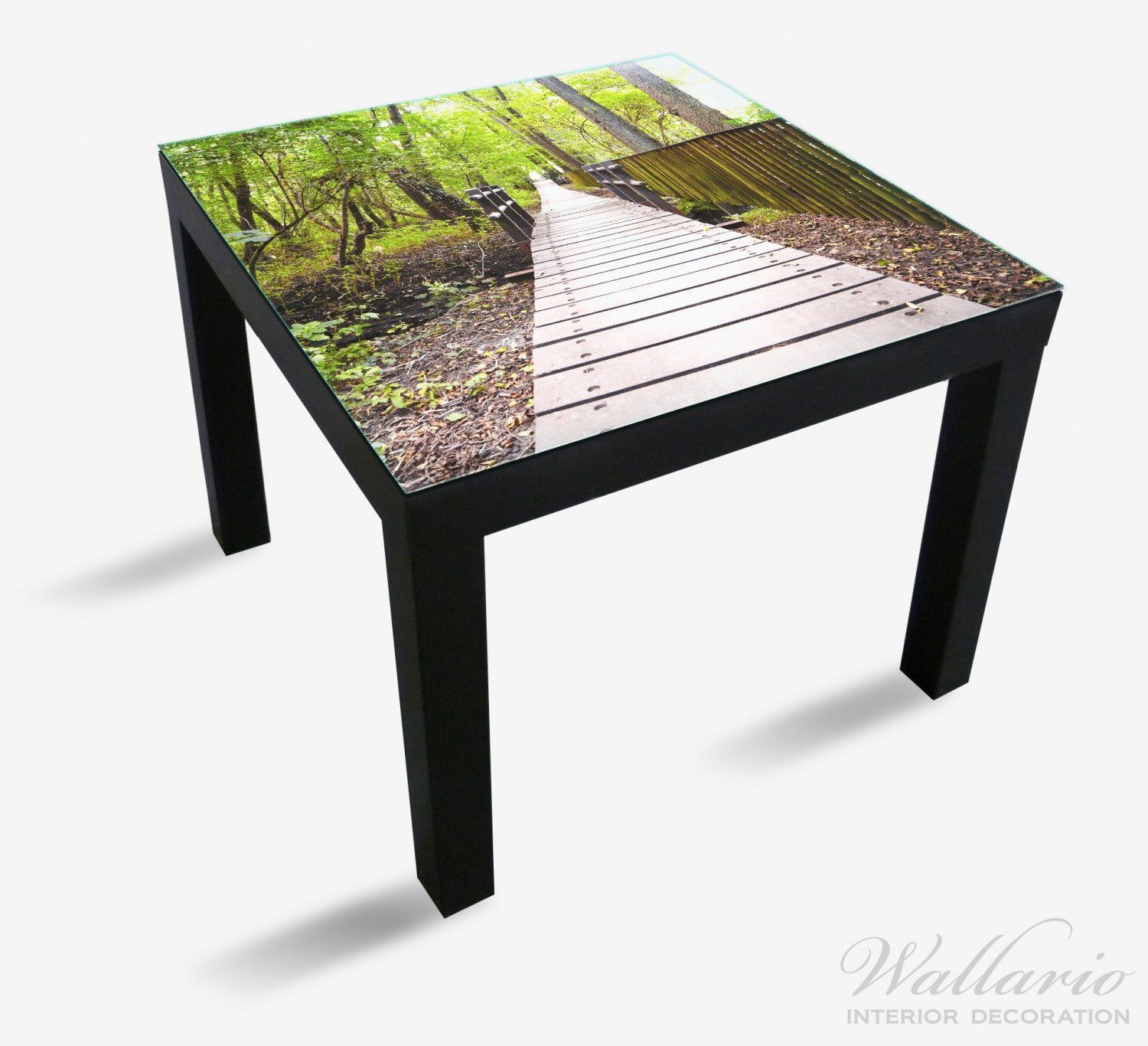 Wallario Tischplatte Spaziergang im Wald St), für (1 Tisch Holzweg geeignet über Ikea Lack Fluss einen