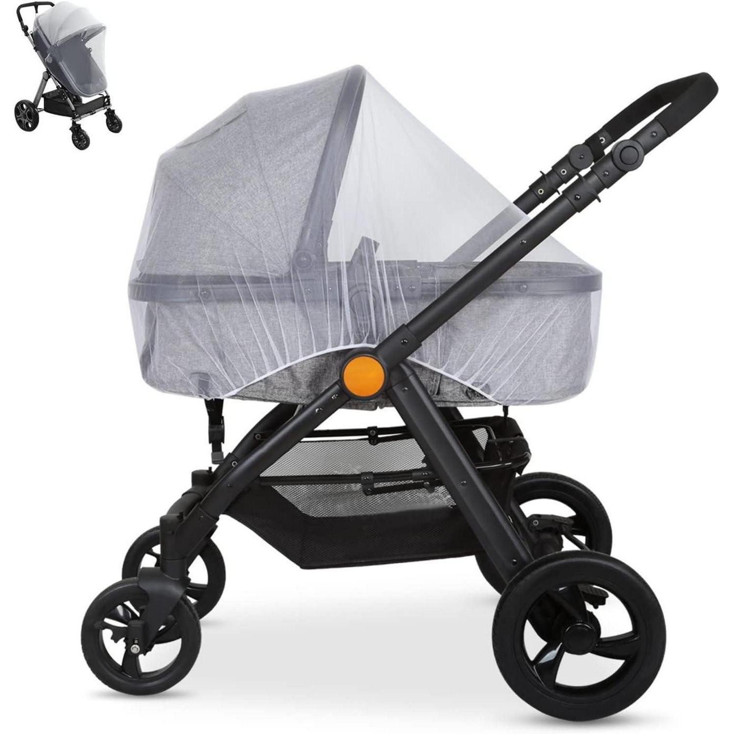 LuxusKollektion Kinderwagen-Insektenschutz Mückennetz Kinderwagen Buggy Reisebett Insektenschutz Weiß