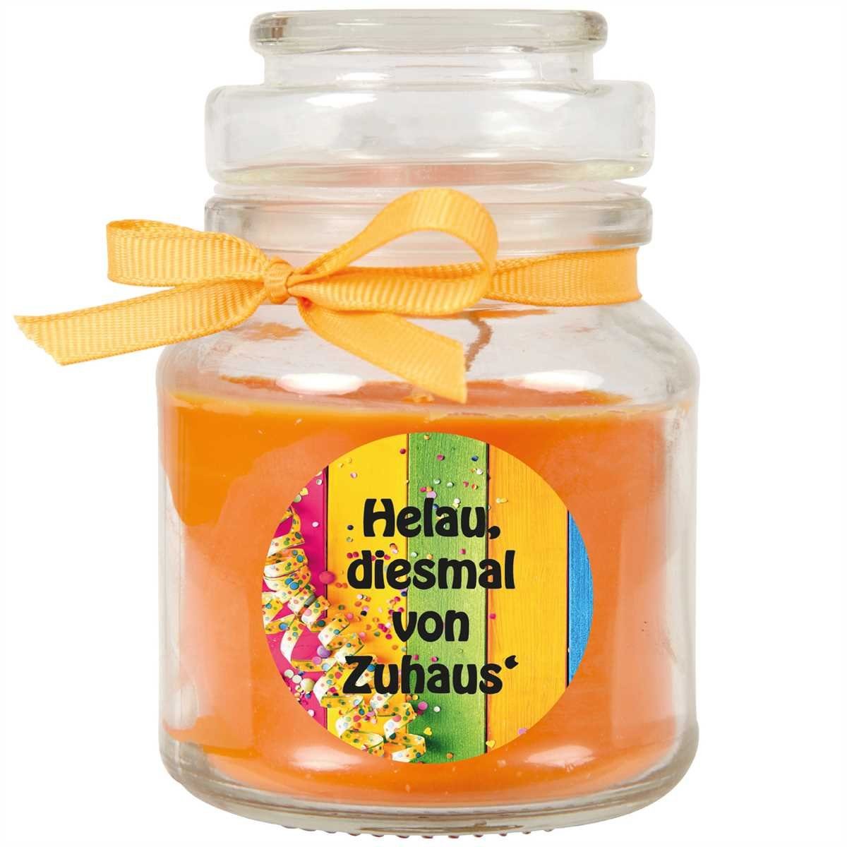 HS Candle Duftkerze für Karneval - Fasching (Dekokerze, 1-tlg), Karneval - Fasching Kerze im Bonbon Glas, Kerze mit Karneval's - Motiv