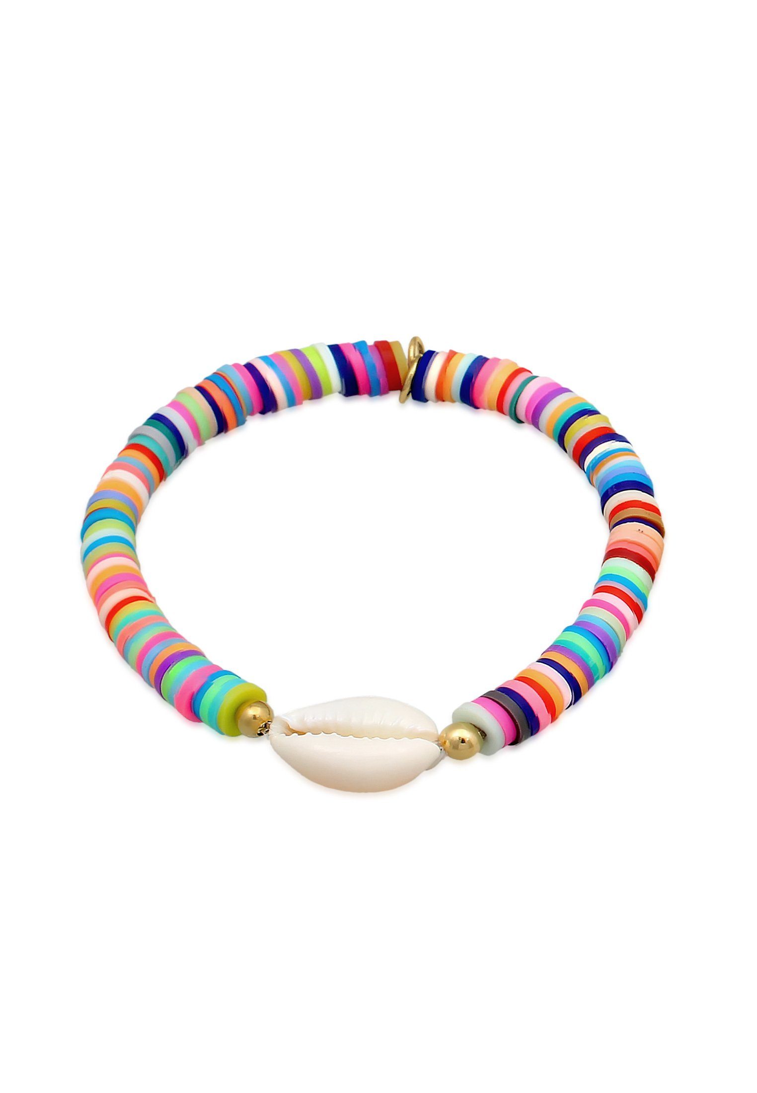 Armband Heishi Perlen Bunt Kauri Muschel 925 Silb
