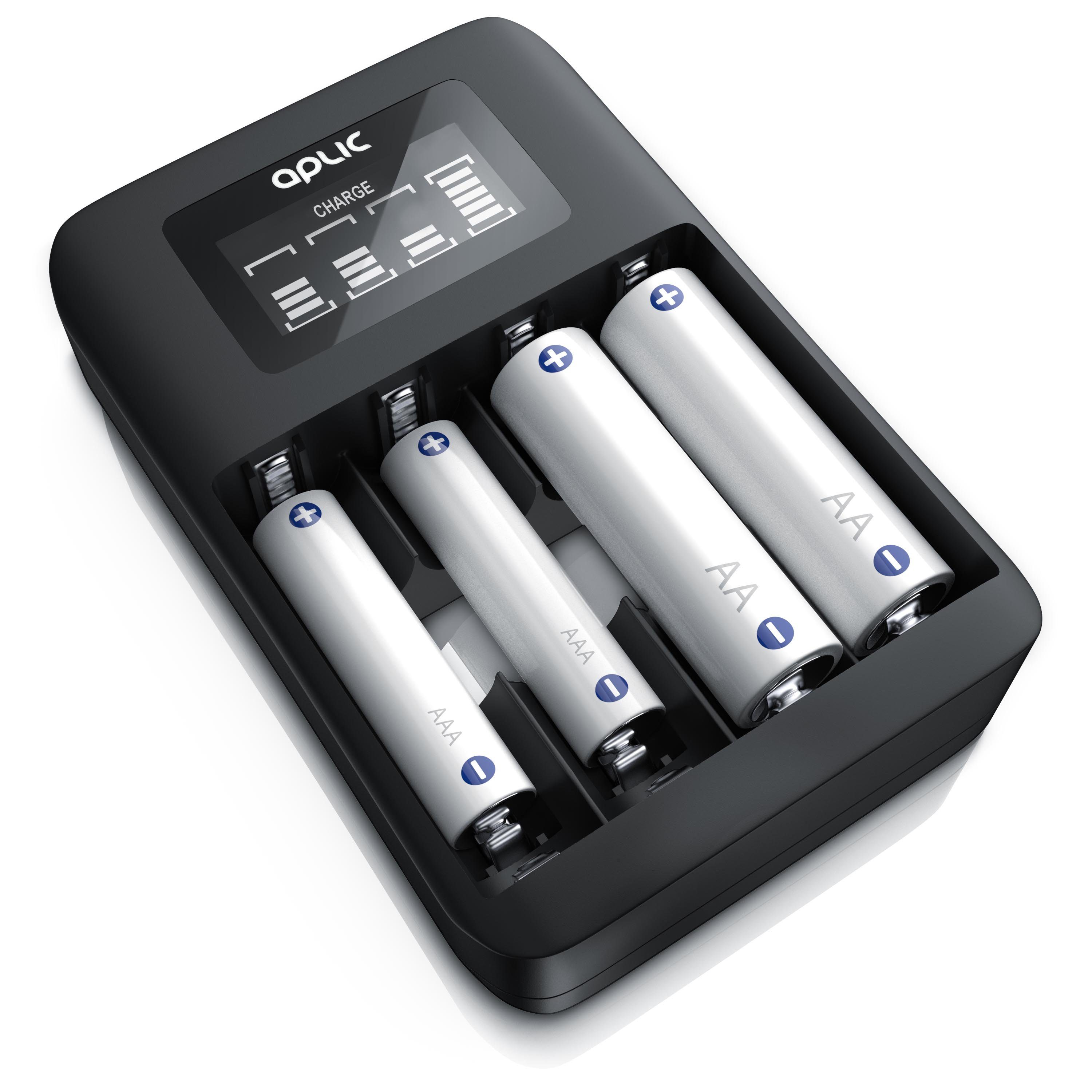 Akku Batterie Ladegerät Schnellladegerät AA AAA Battery Fast Charger LED Black 