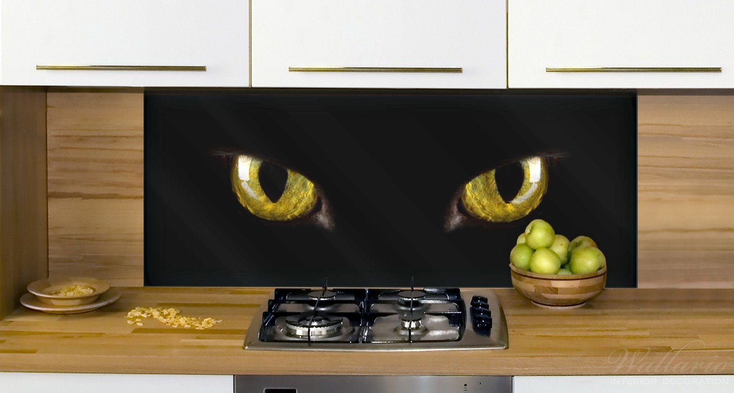 Katzenaugen (1-tlg) Küchenrückwand bei Wallario Gelbe Nacht,