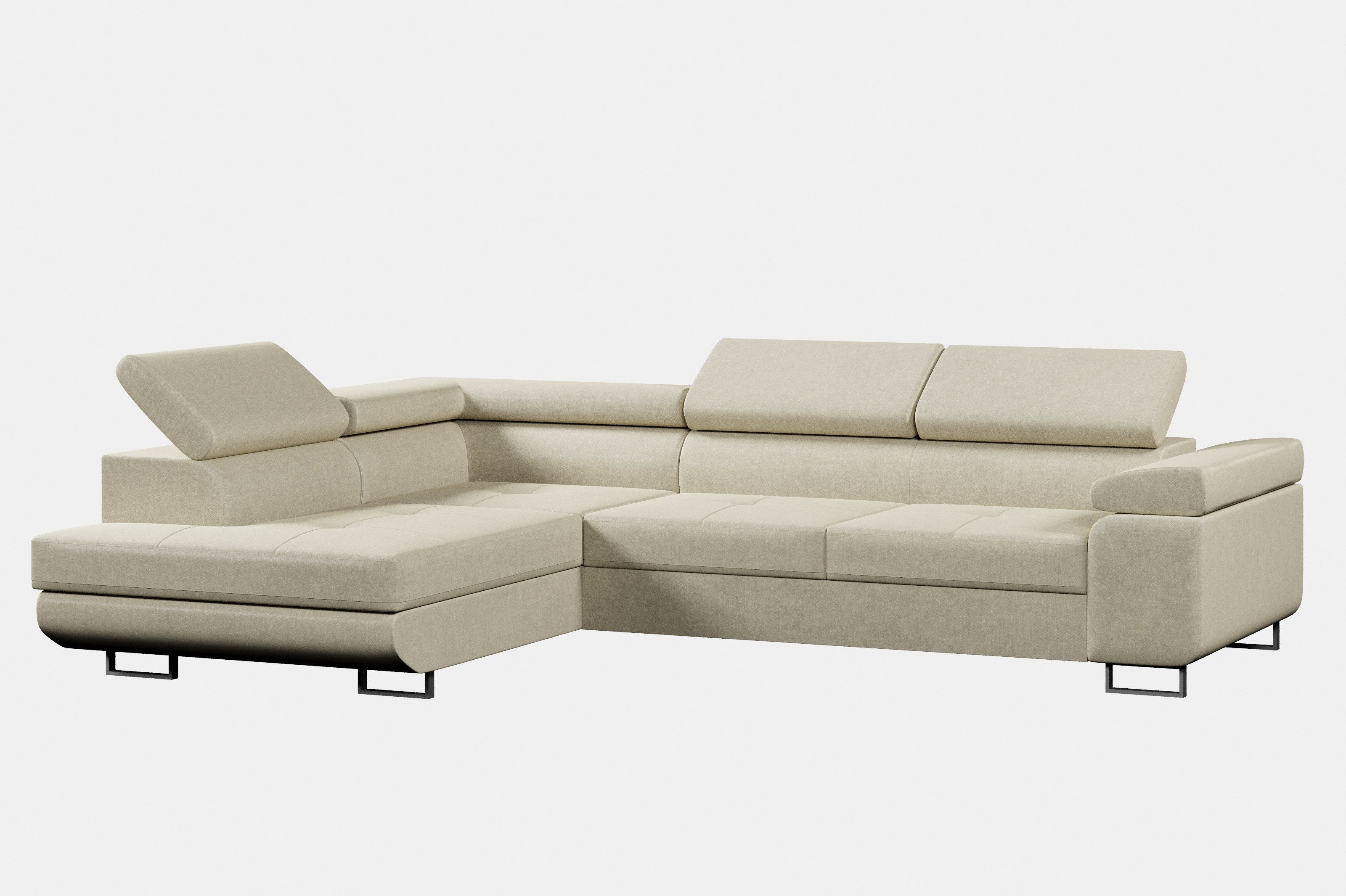 MOEBLO Ecksofa BUZZ L, mit Schlaffunktion, mit Bettkasten Funktionalität Polsterecke, Modulares Sofa Hochwertige Materialien, (BxHxT): 275x90x202cm