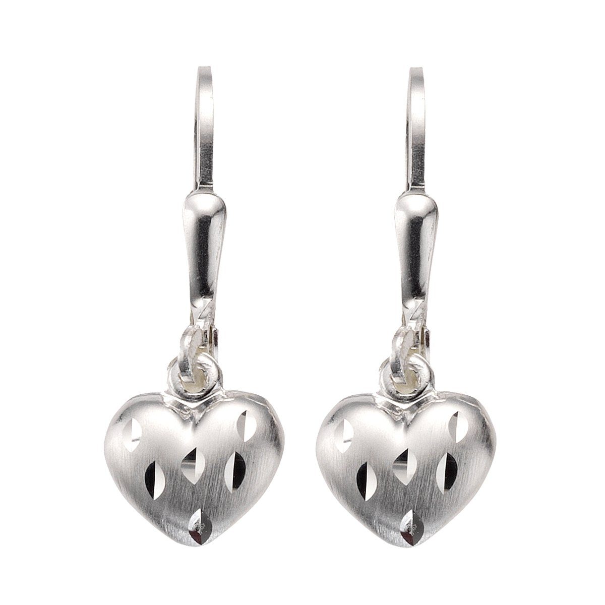 Zeeme Paar Ohrhänger 925 Silber Herz diamantiert