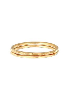 Elli Premium Ring-Set Stapelringe Stacking Bandring (2 tlg) 375 Gelbgold, Ring Set
