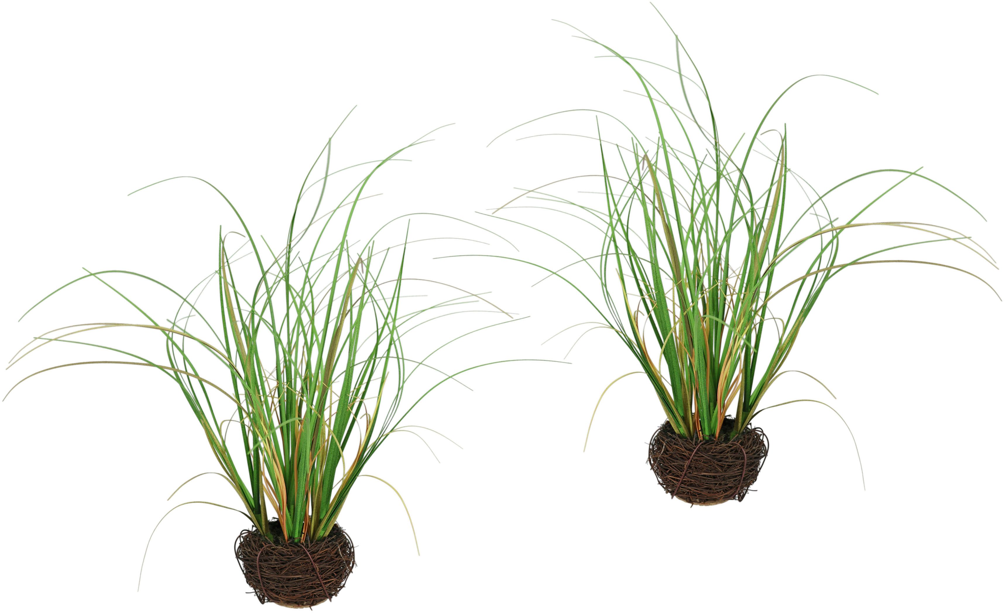 Kunstpflanze Gras im Reisig, I.GE.A., Höhe 25 cm, Künstlicher Grasbusch, 2er Set