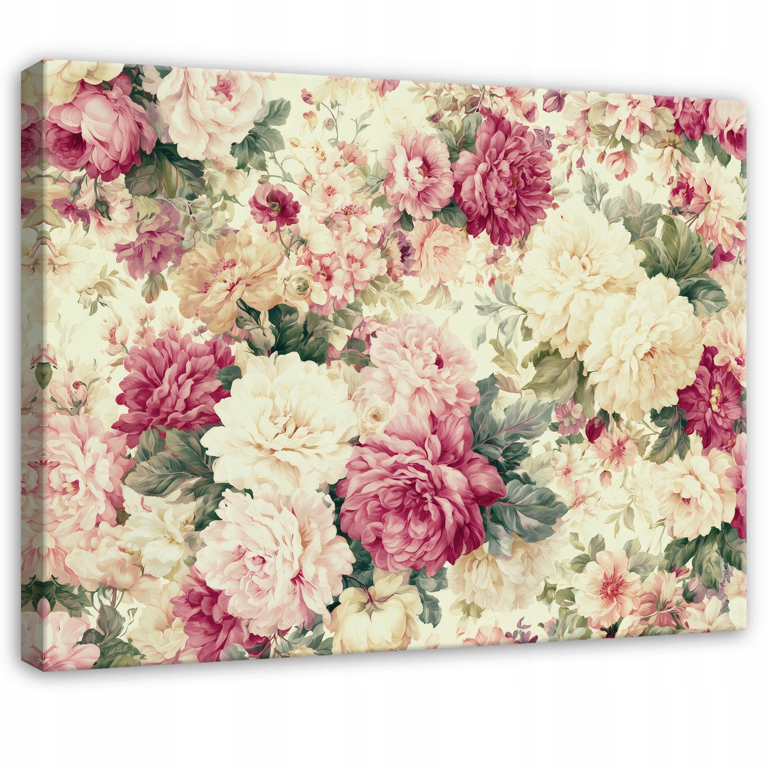 Wallarena Leinwandbild Pfingstrosen Blumen Vintage Retro Beige Schlafzimmer Bilder Wandbild, Blumen, Pfingstrosen (Leinwandbild, 1 St), Leinwand Bilder Wohnzimmer Schlafzimmer Wandbild Wanddeko 40x30 cm