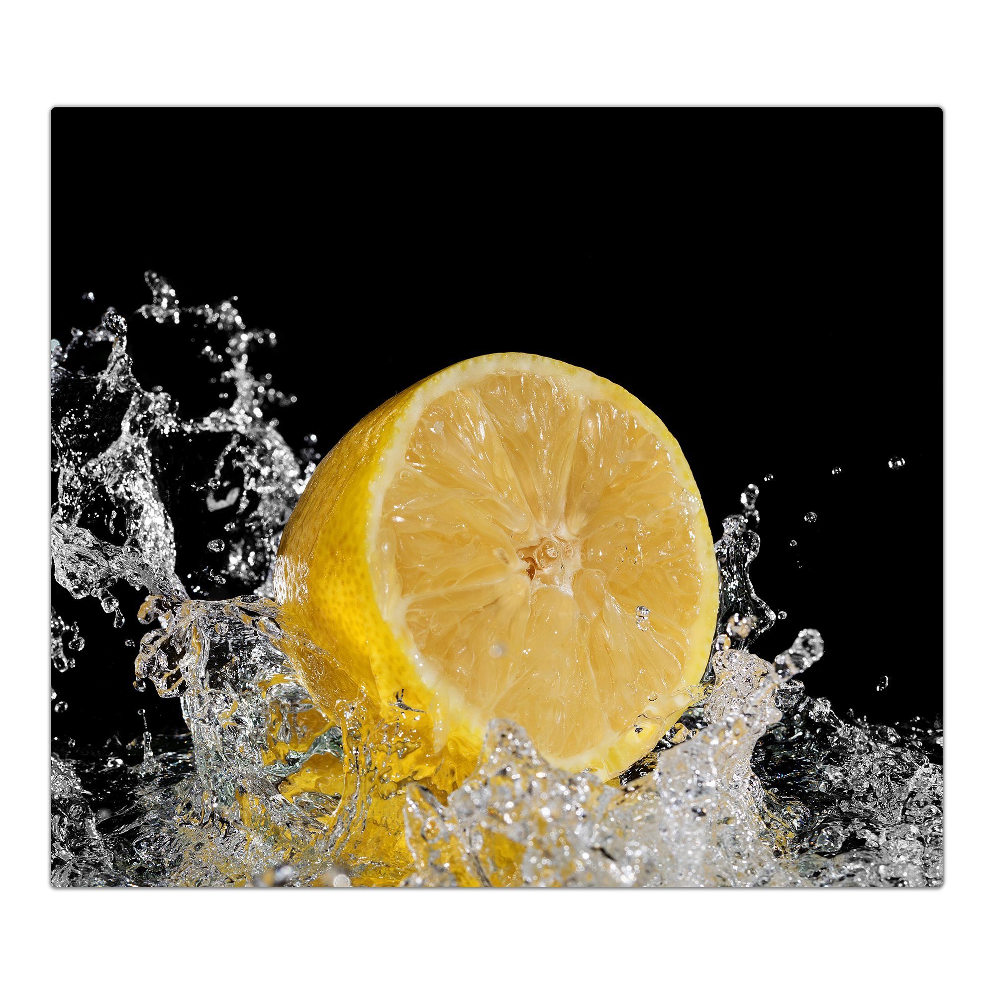 Primedeco Wassersplash, Glas, Herdabdeckplatte Spritzschutz auf tlg) (1 Herd-Abdeckplatte aus Glas Zitrone