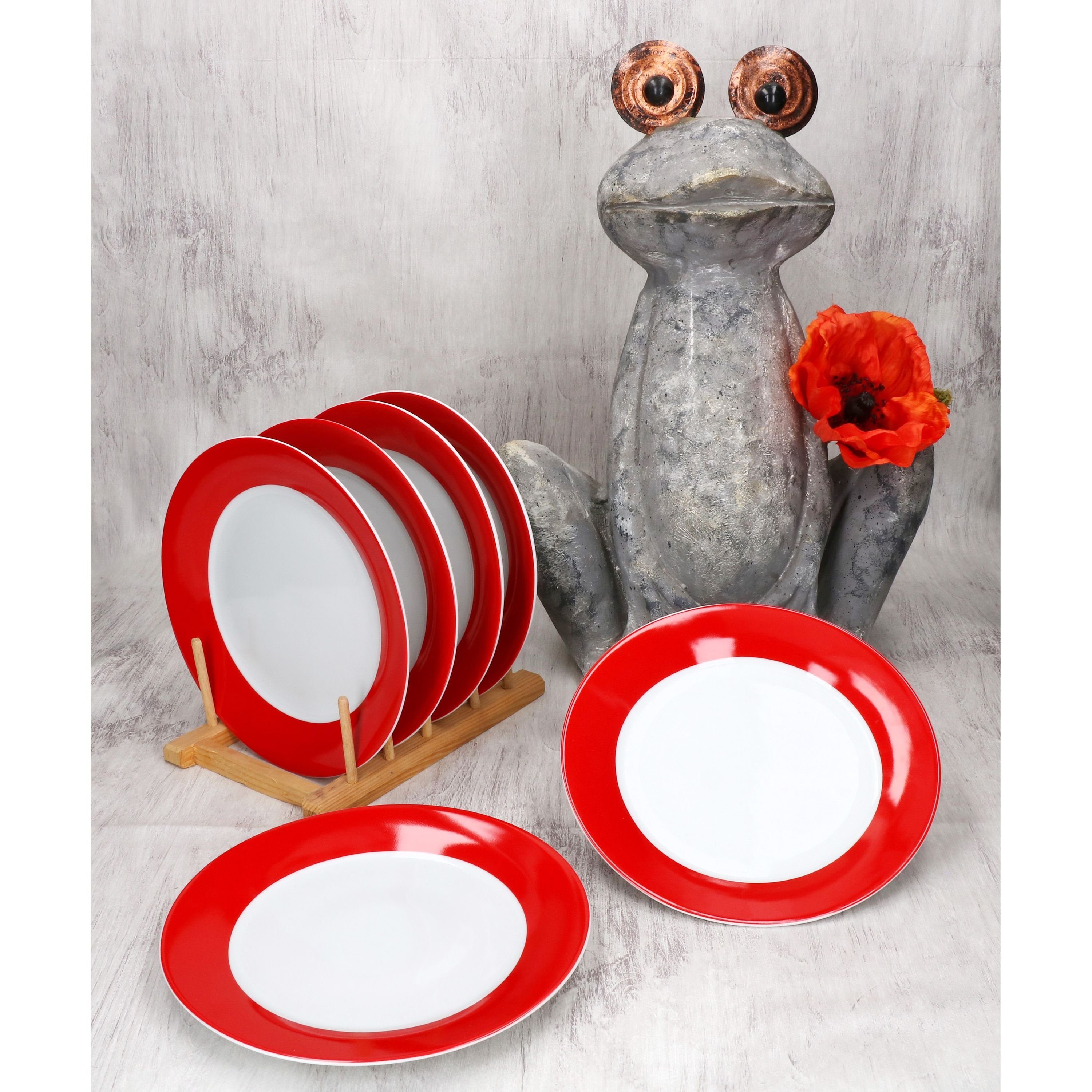 MamboCat Frühstücksteller 6er Set Variant Rot Kuchenteller bunte Frühstücks-Teller Dessert