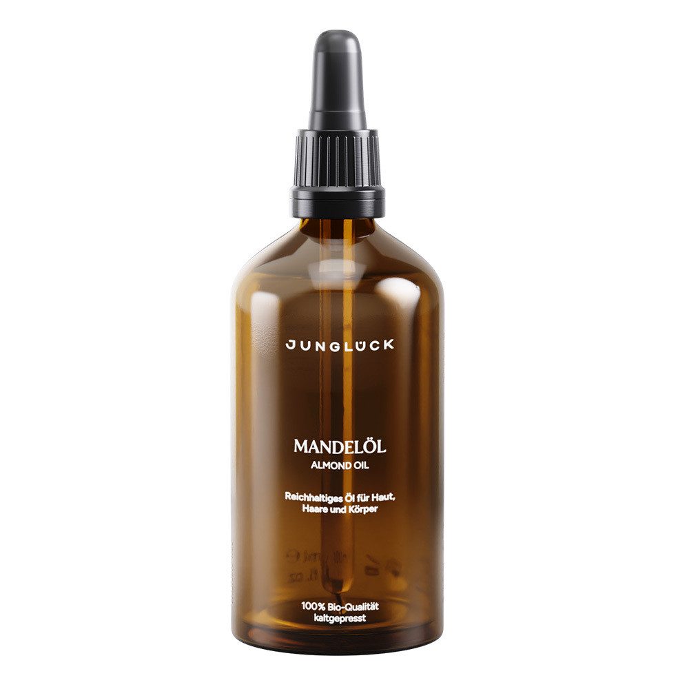 JUNGLÜCK Körperöl Mandelöl - Kaltgepresst - 100% Bio & Natürlich, 1-tlg., Reichhaltiges Öl für Haut, Haare und Körper