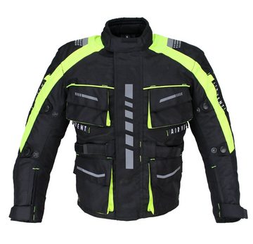 Alpha Speeds Motorradjacke Kinder Motorrad Textil Jacke Biker wasserdicht Jacke mit Protektoren Sport, Innenjacke ist trennbar: All Season, Neon/Fluoreszent Grün