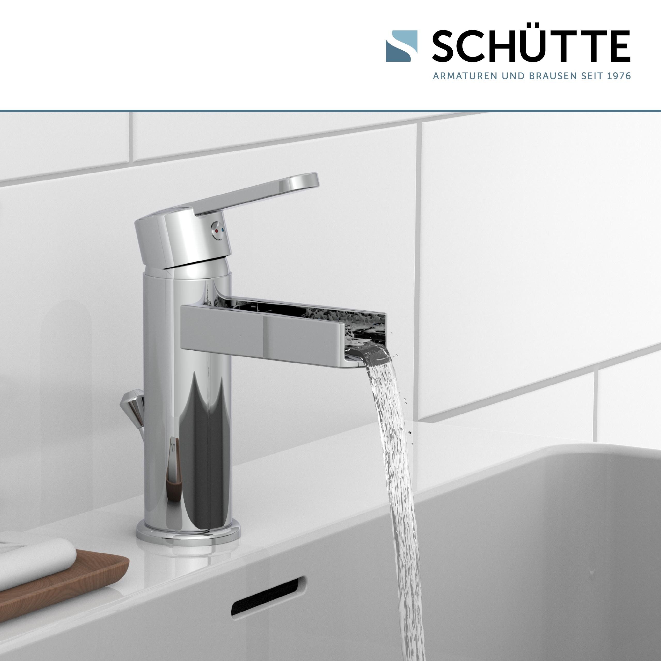 Schütte Waschtischarmatur Niagara mit Zugstange, Wasserhahn mit Wasserfall, Mischbatterie Waschbecken